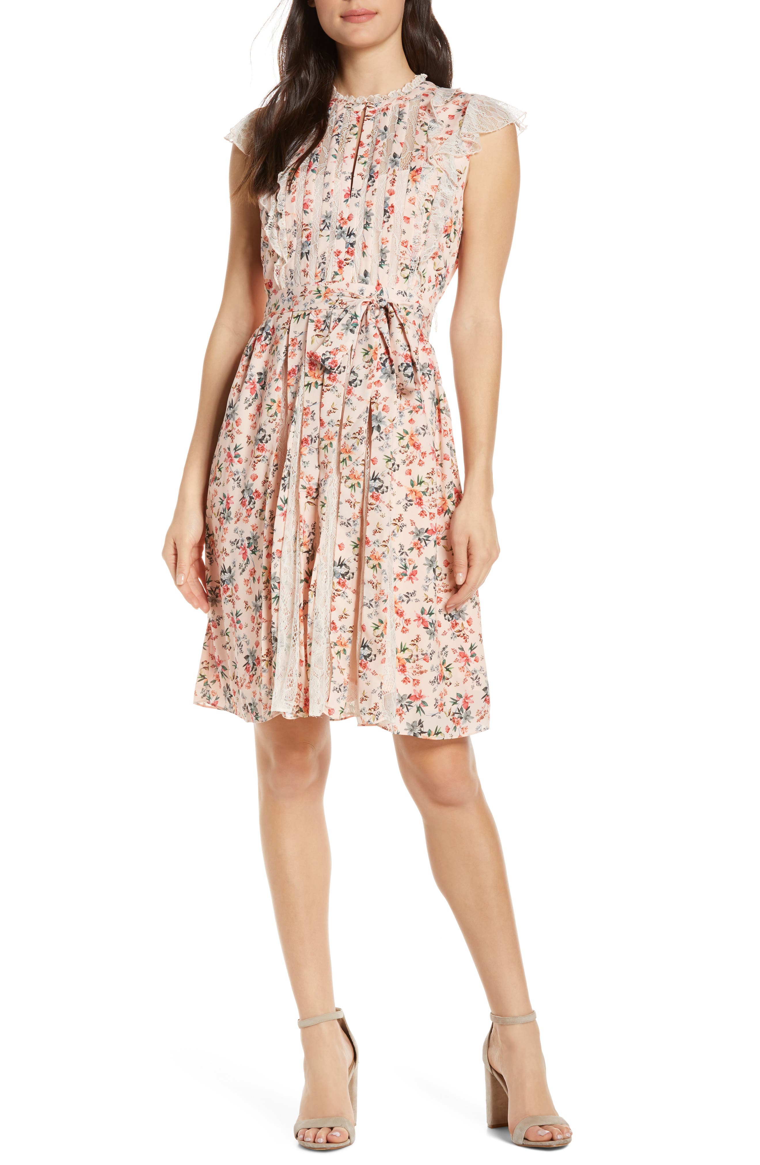 French Connection Eva Light Mix Sleeveless Dress, Red