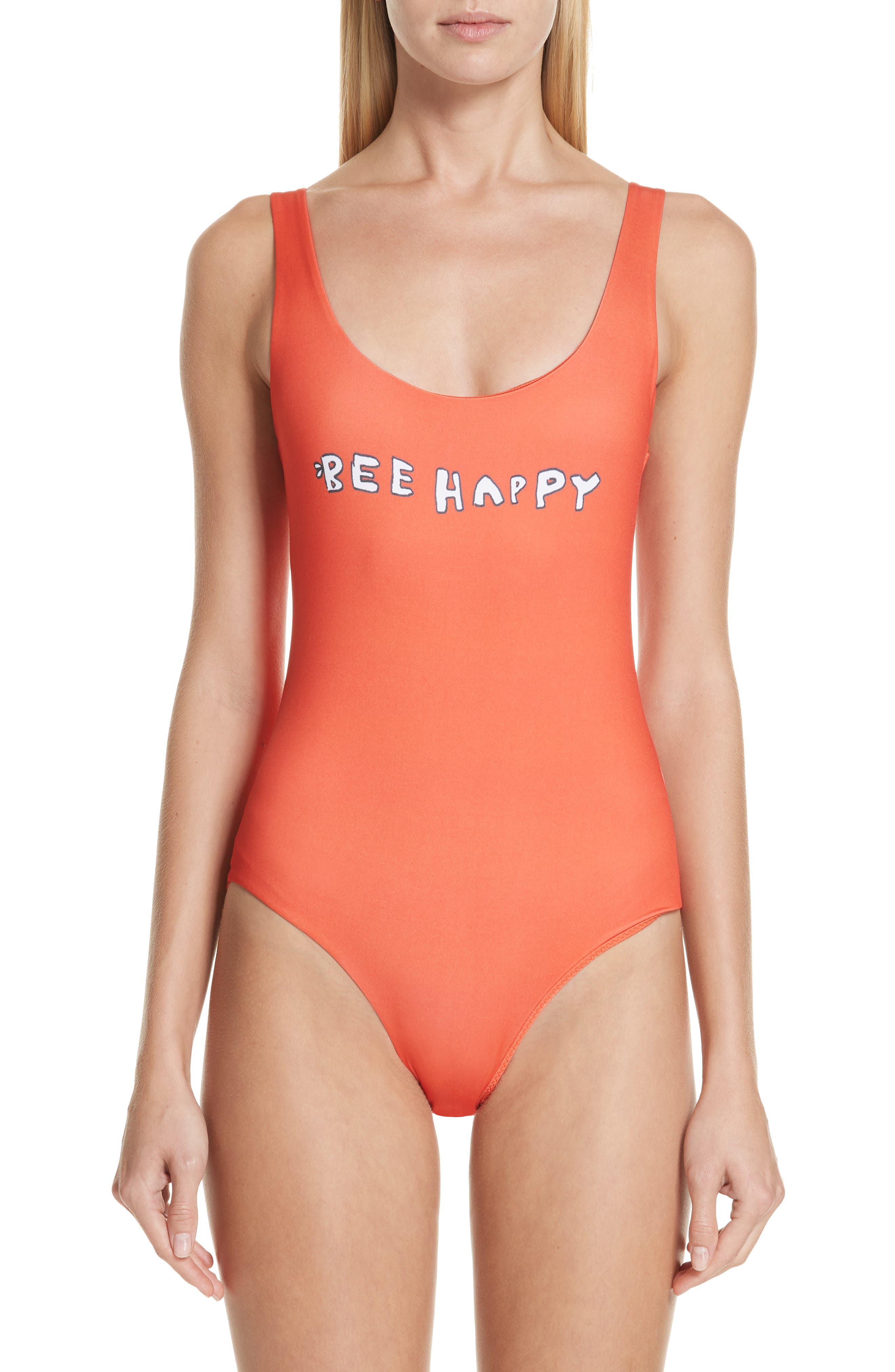 Ganni Profilic One-Piece Swimsuit, Red