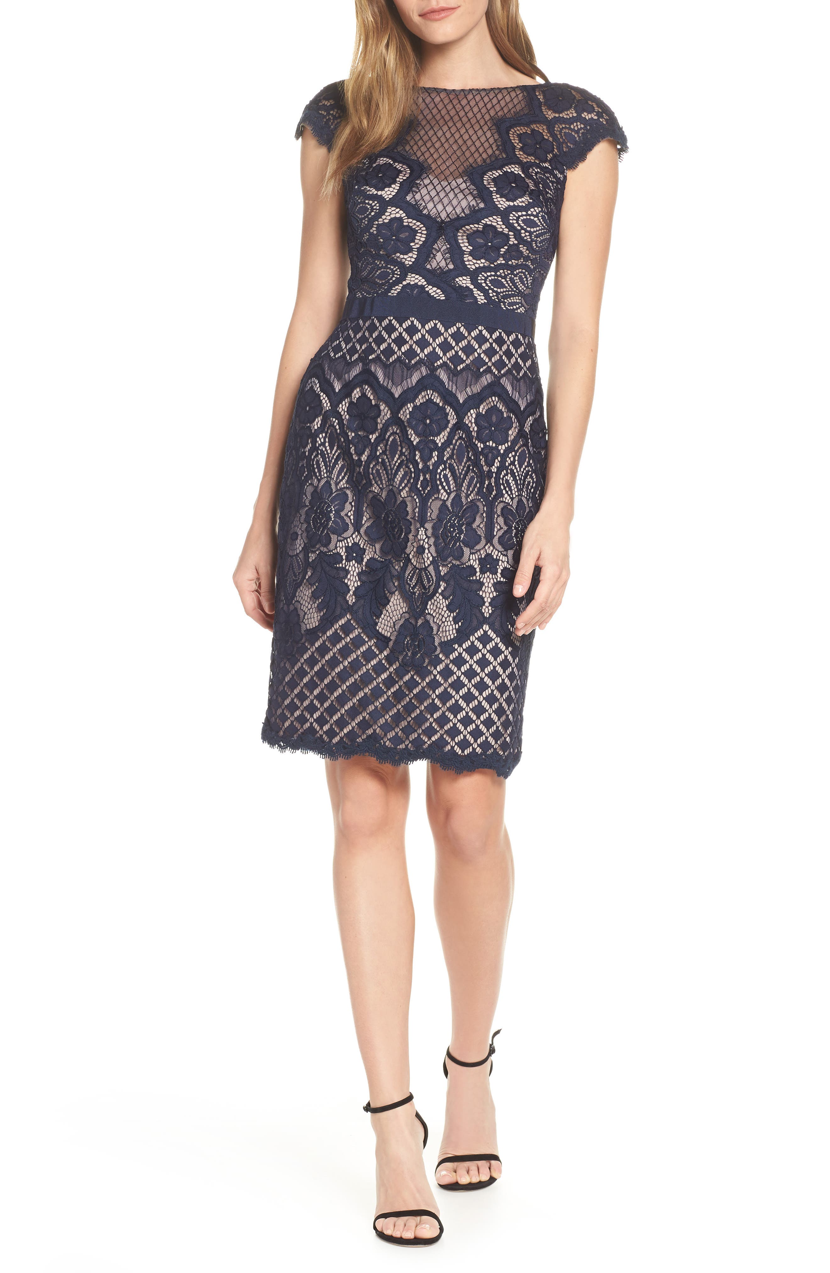 Tadashi Shoji Lace Sheath Dress, Blue