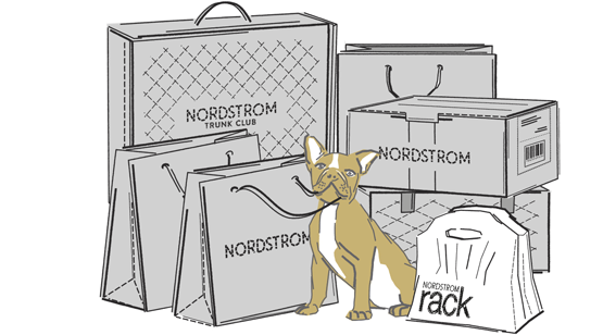 Stack of Nordstrom boxes and bags.