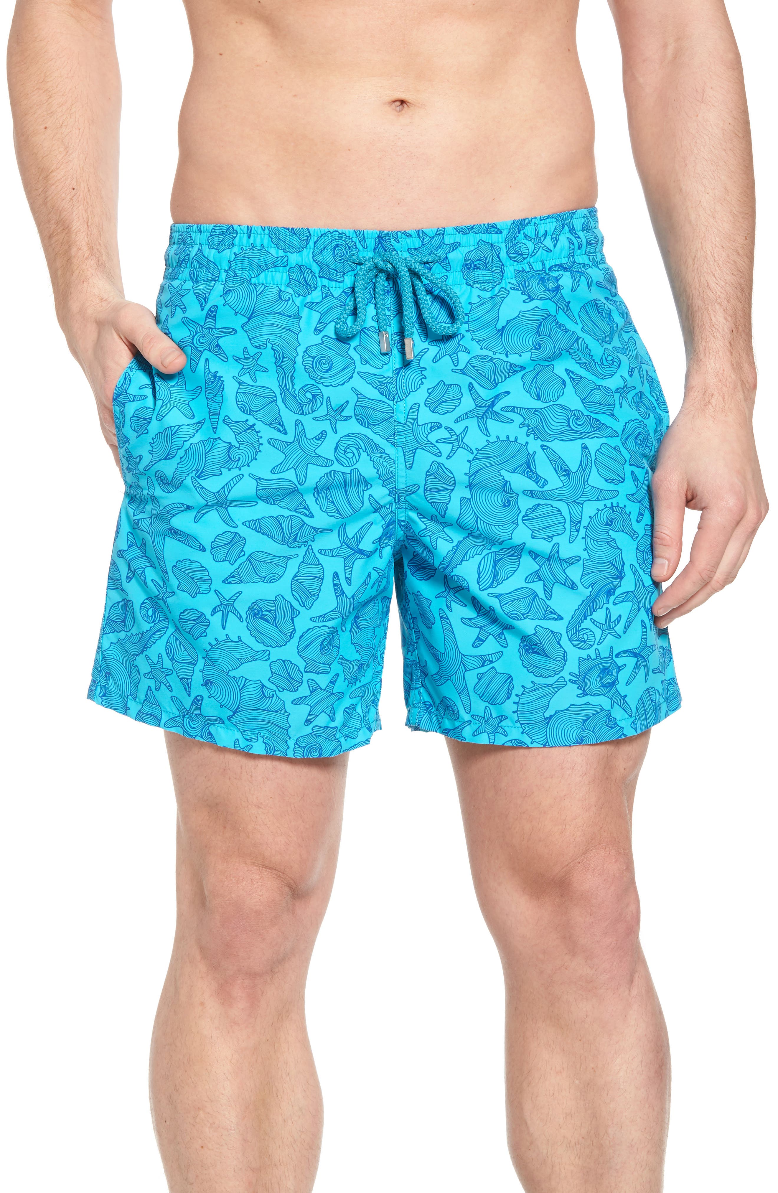 Vilebrequin Seahorse Print Swim Trunks, Blue