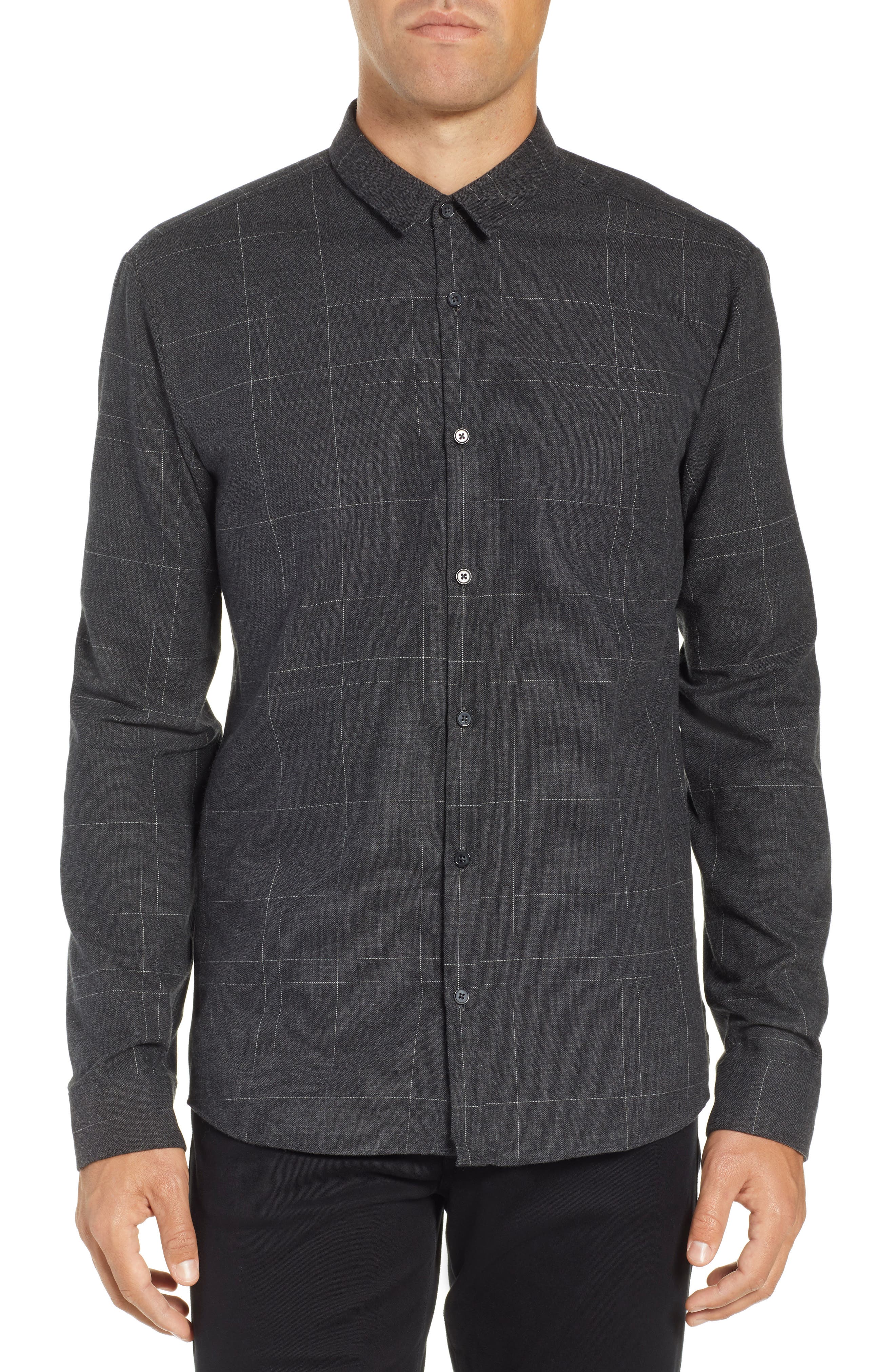 Hugo Ero Extra Slim Flannel Shirt, Grey