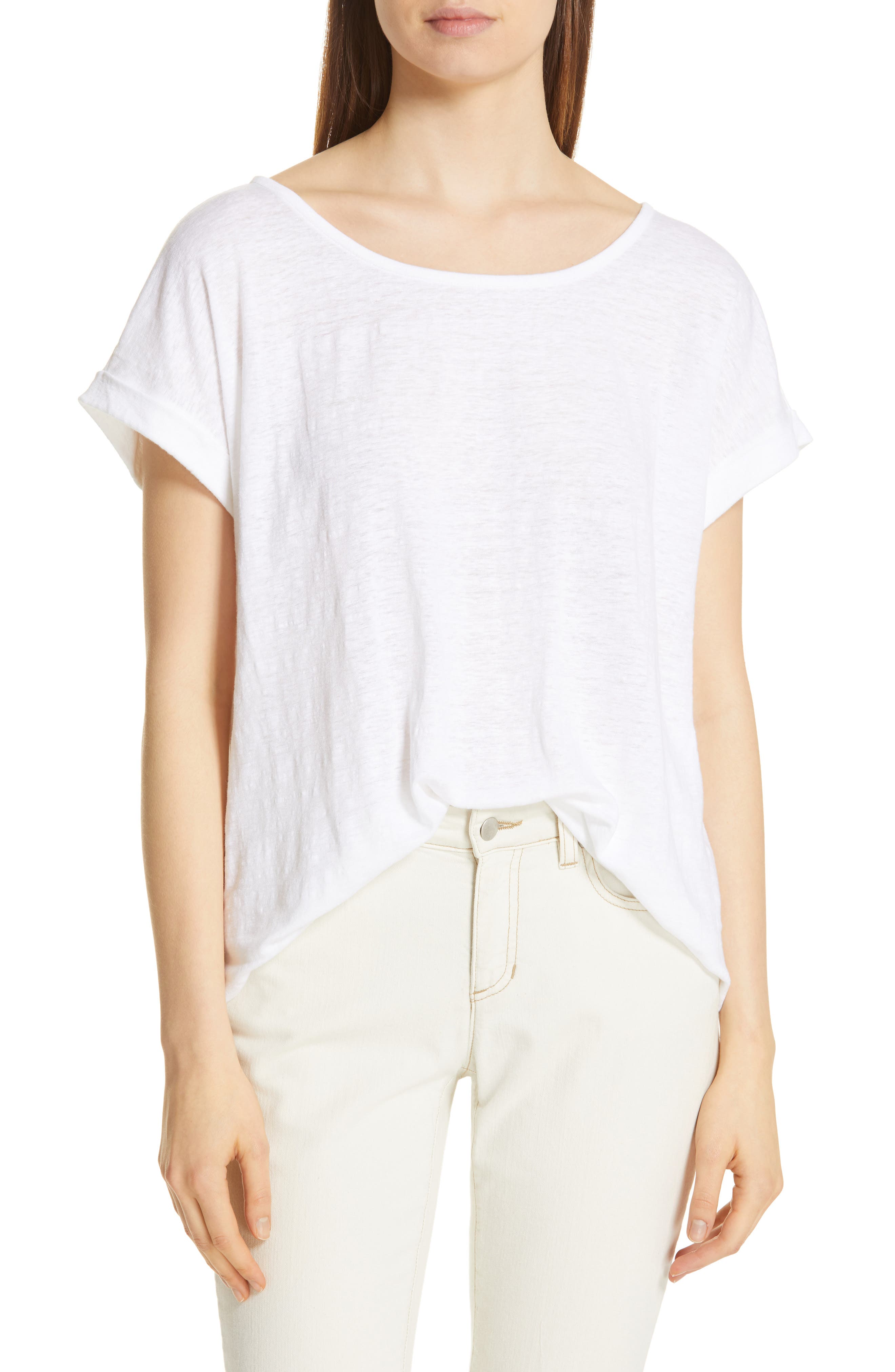 Eileen Fisher Organic Linen Boxy Tee, White