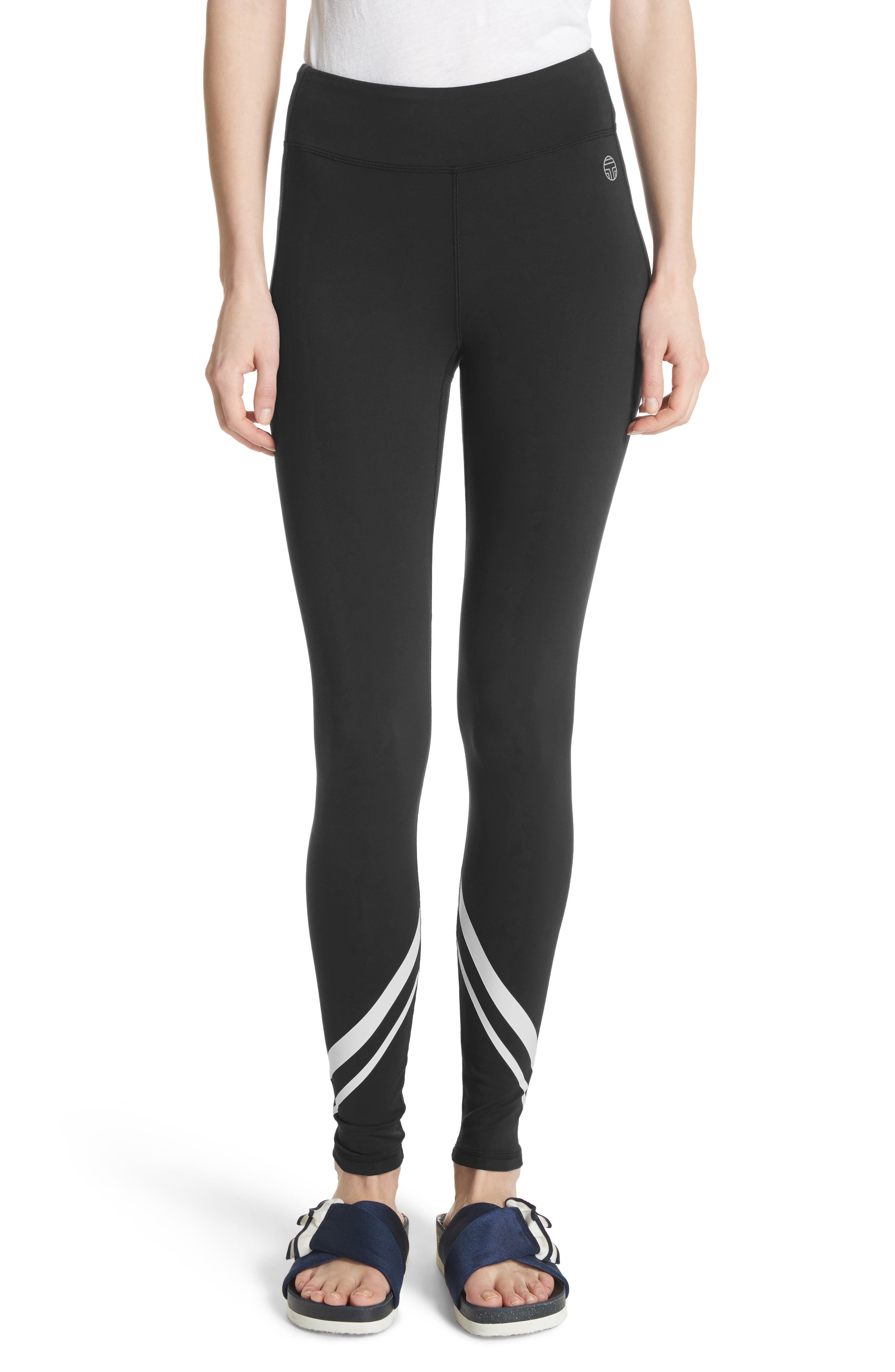 Tory Sport Chevron Leggings, Black