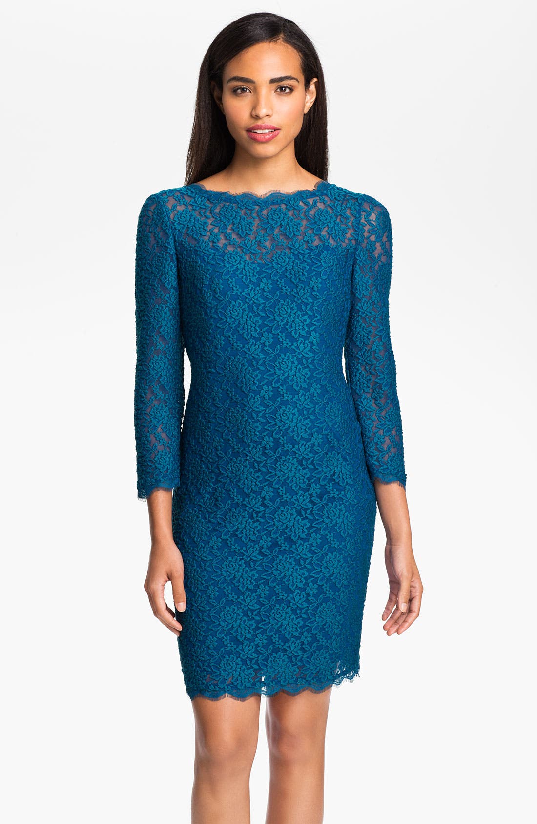 Adrianna Papell VBack Lace Sheath Dress (Petite) Nordstrom