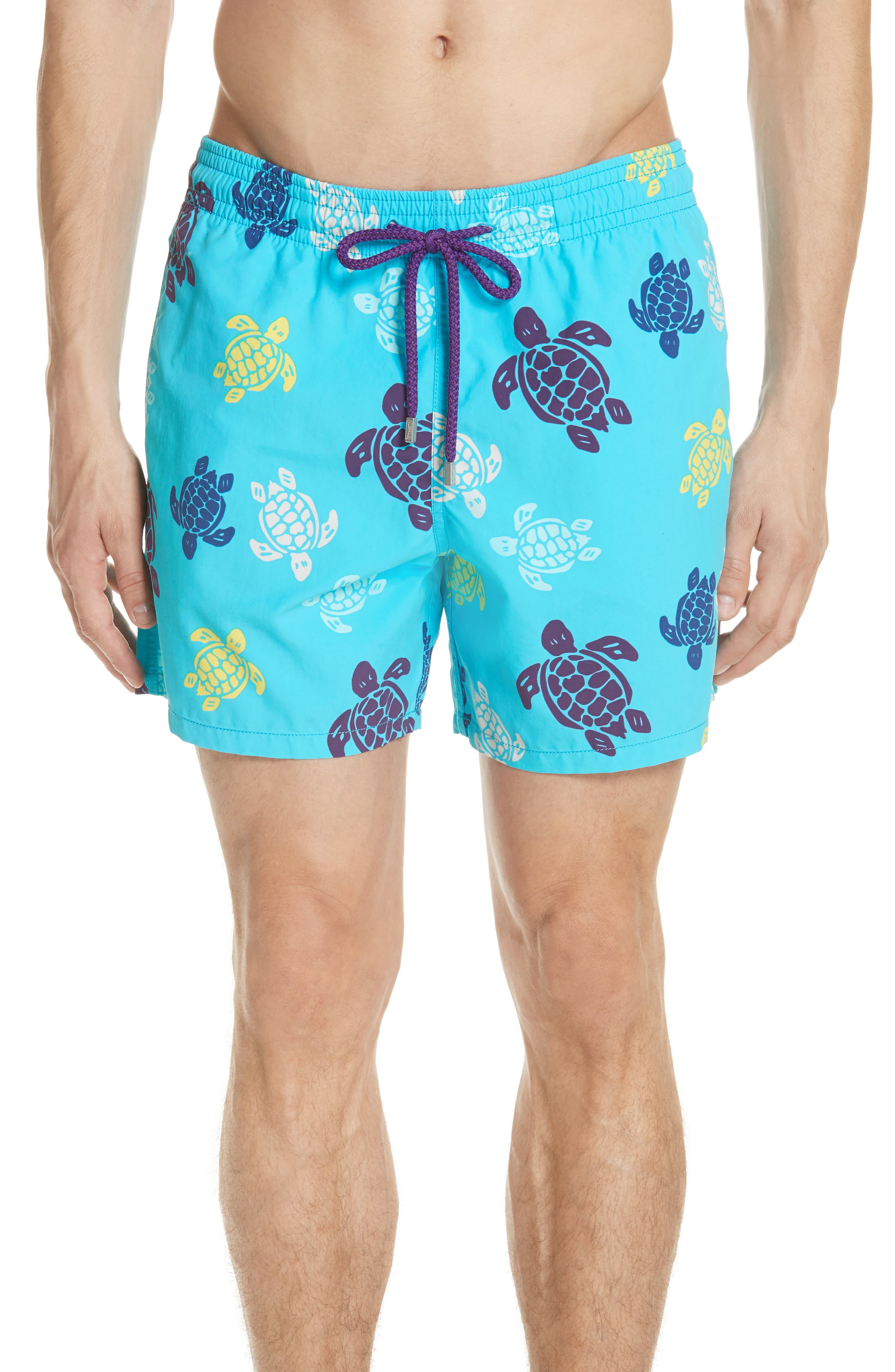 Vilebrequin Multicolor Turtle Print Swim Trunks, Blue