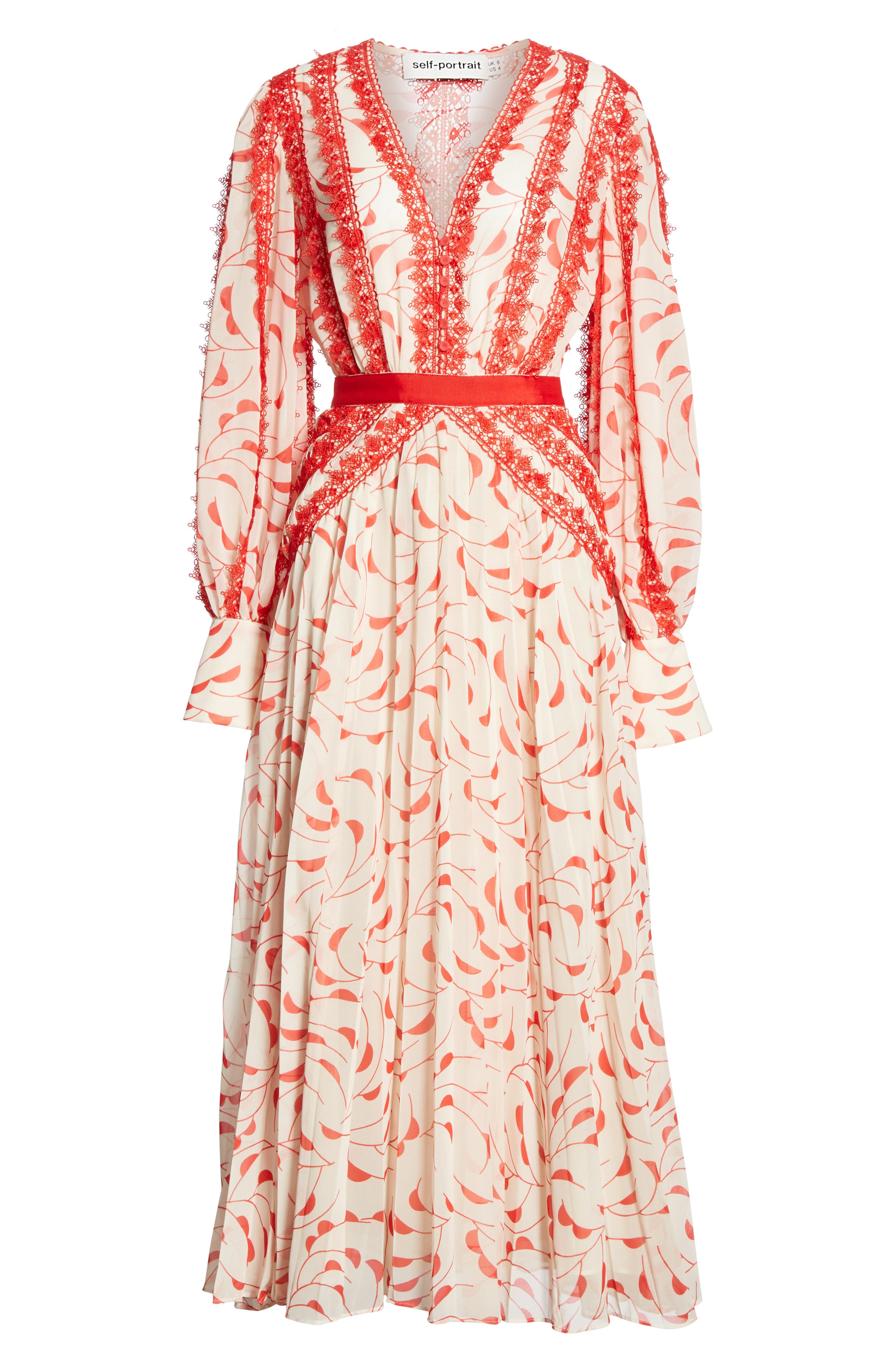 crescent printed chiffon midi dress