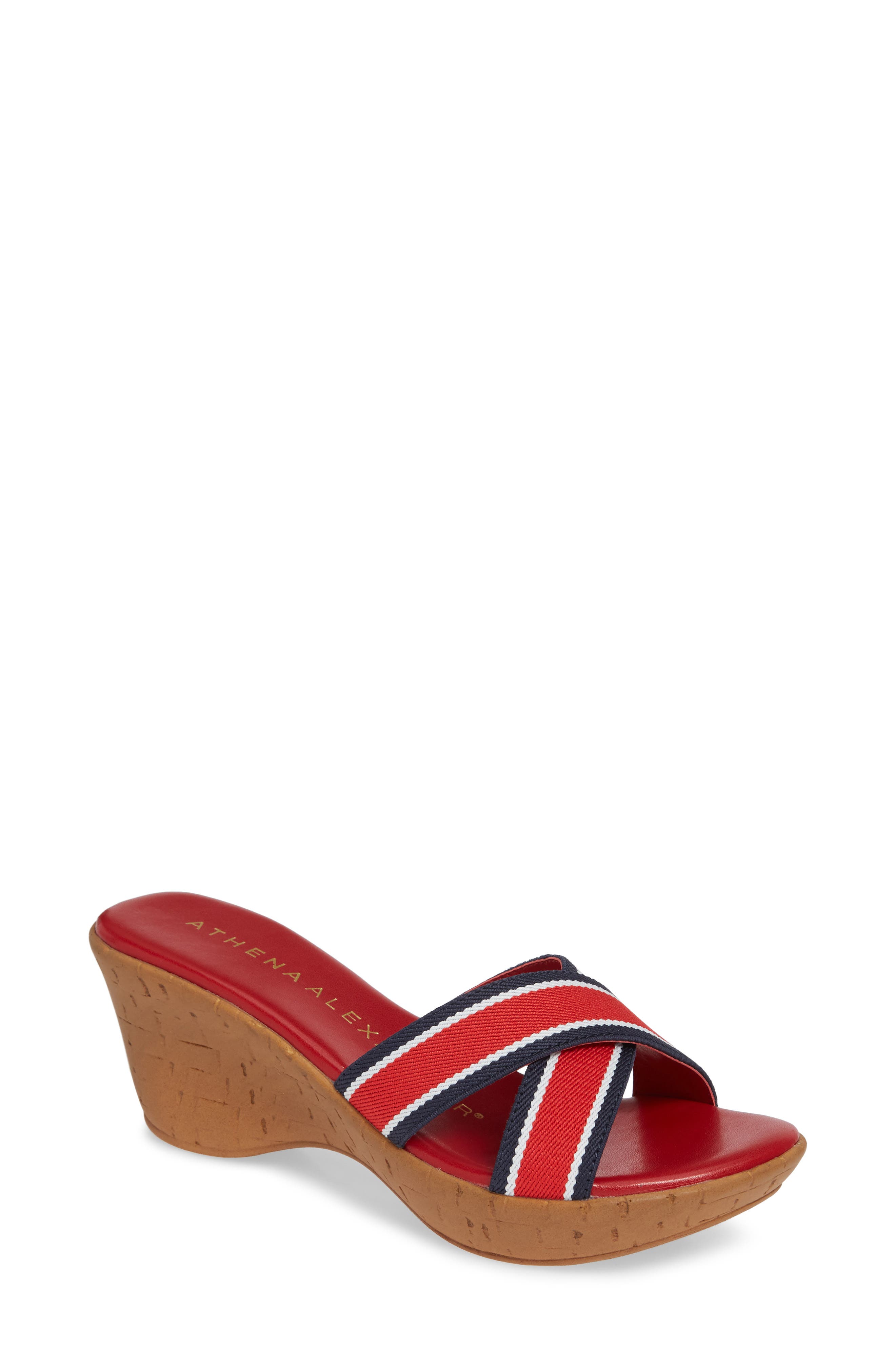 Athena Alexander Seymour Wedge Slide Sandal, Red