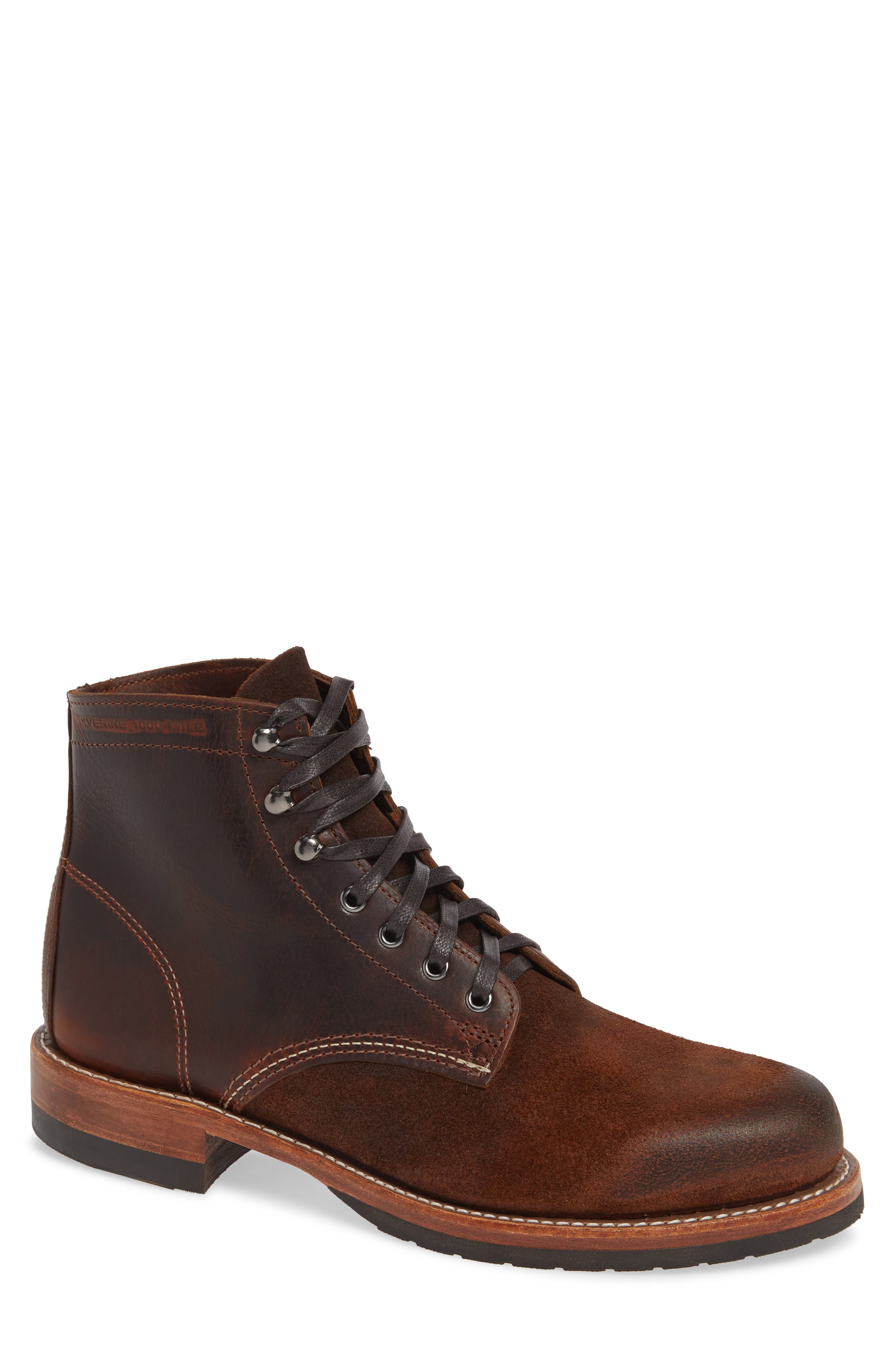 Wolverine 1000 Mile Evans Plain Toe Boot, Brown