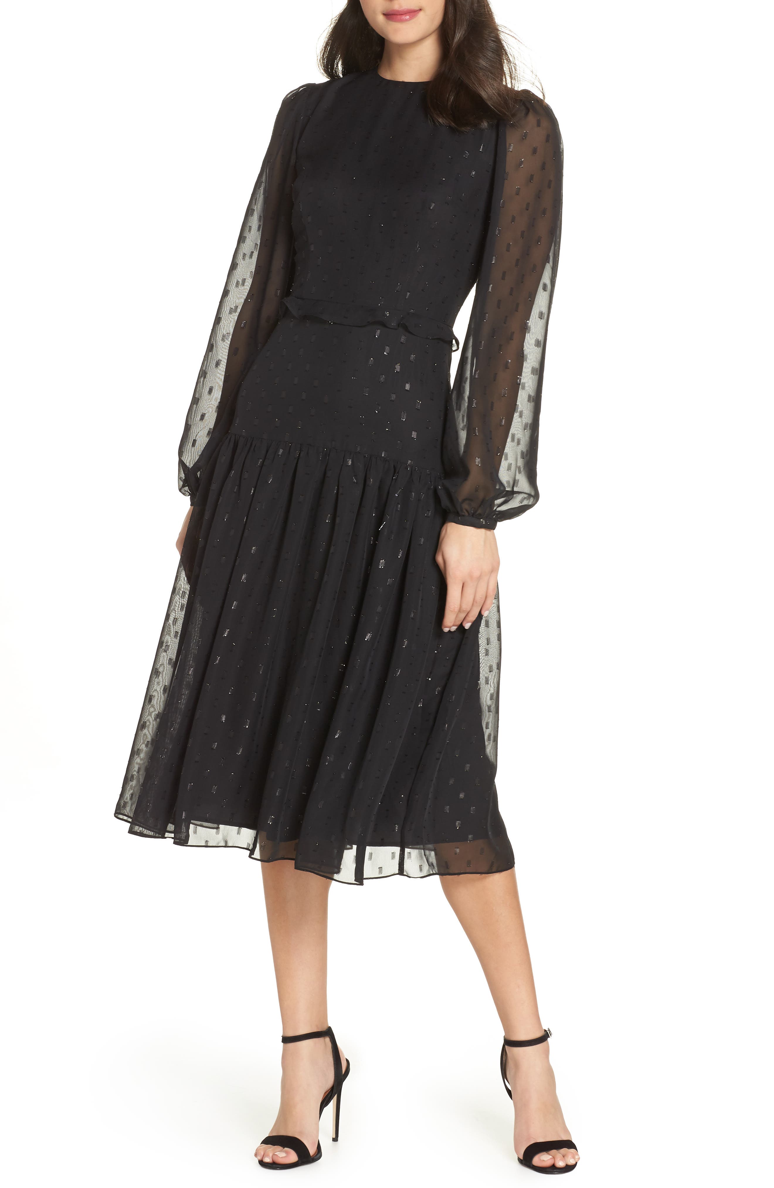 Chelsea28 Fil Coupe Midi Dress, (similar to 1-1) - Black