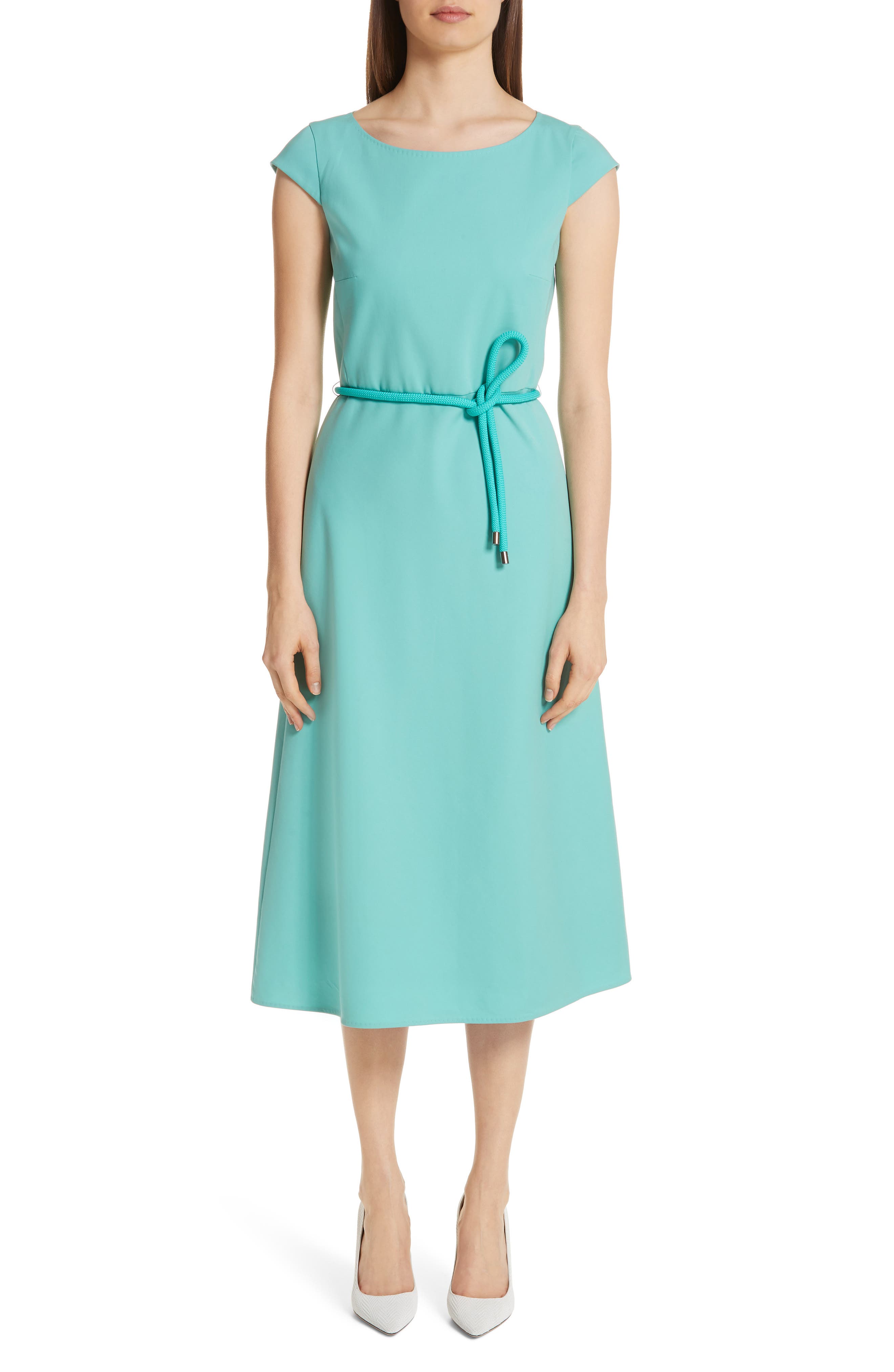 Max Mara Opunzia Belted Midi Dress, Blue