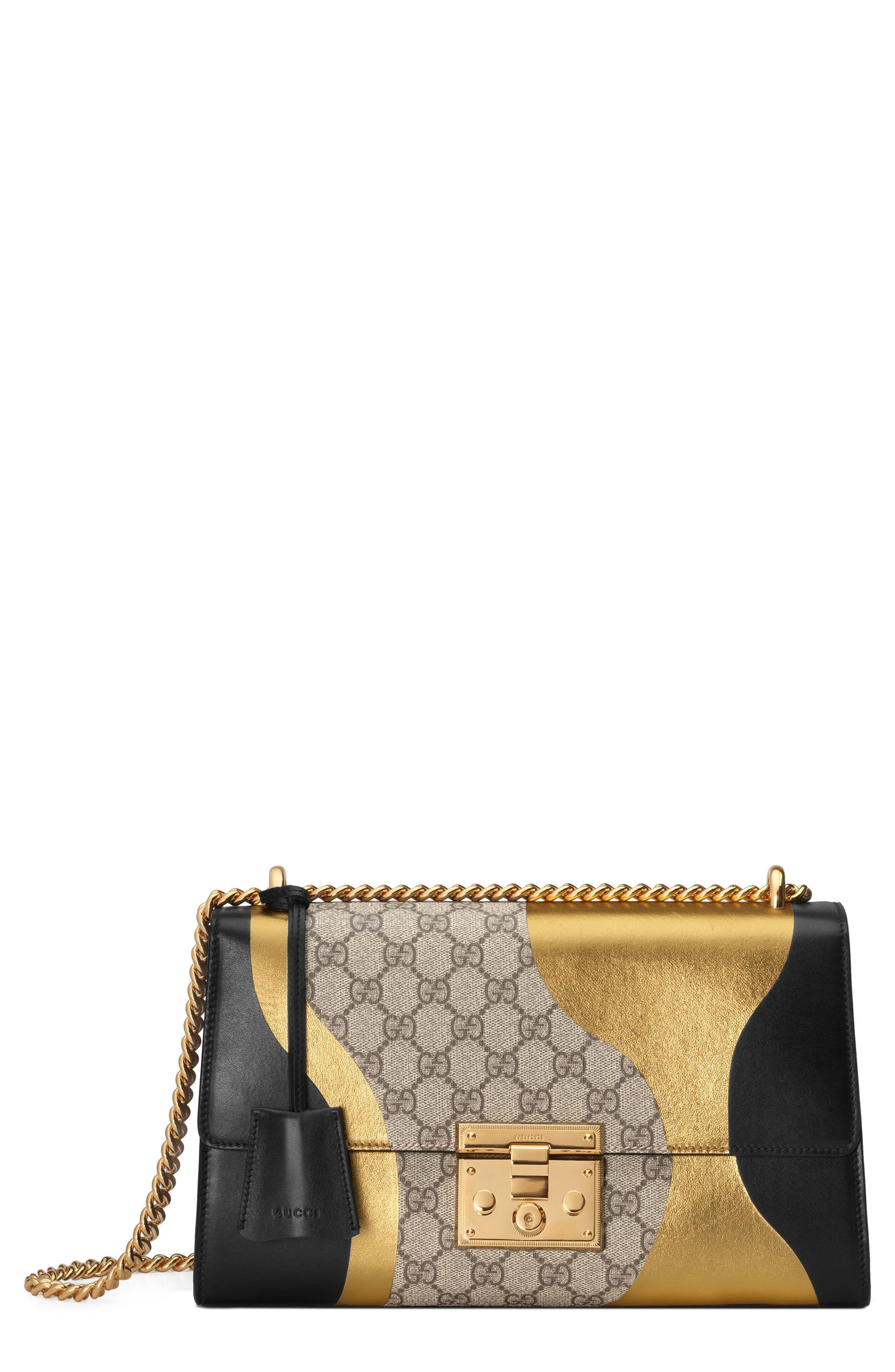 Gucci Medium Padlock GG Supreme Canvas & Leather Shoulder Bag Nordstrom