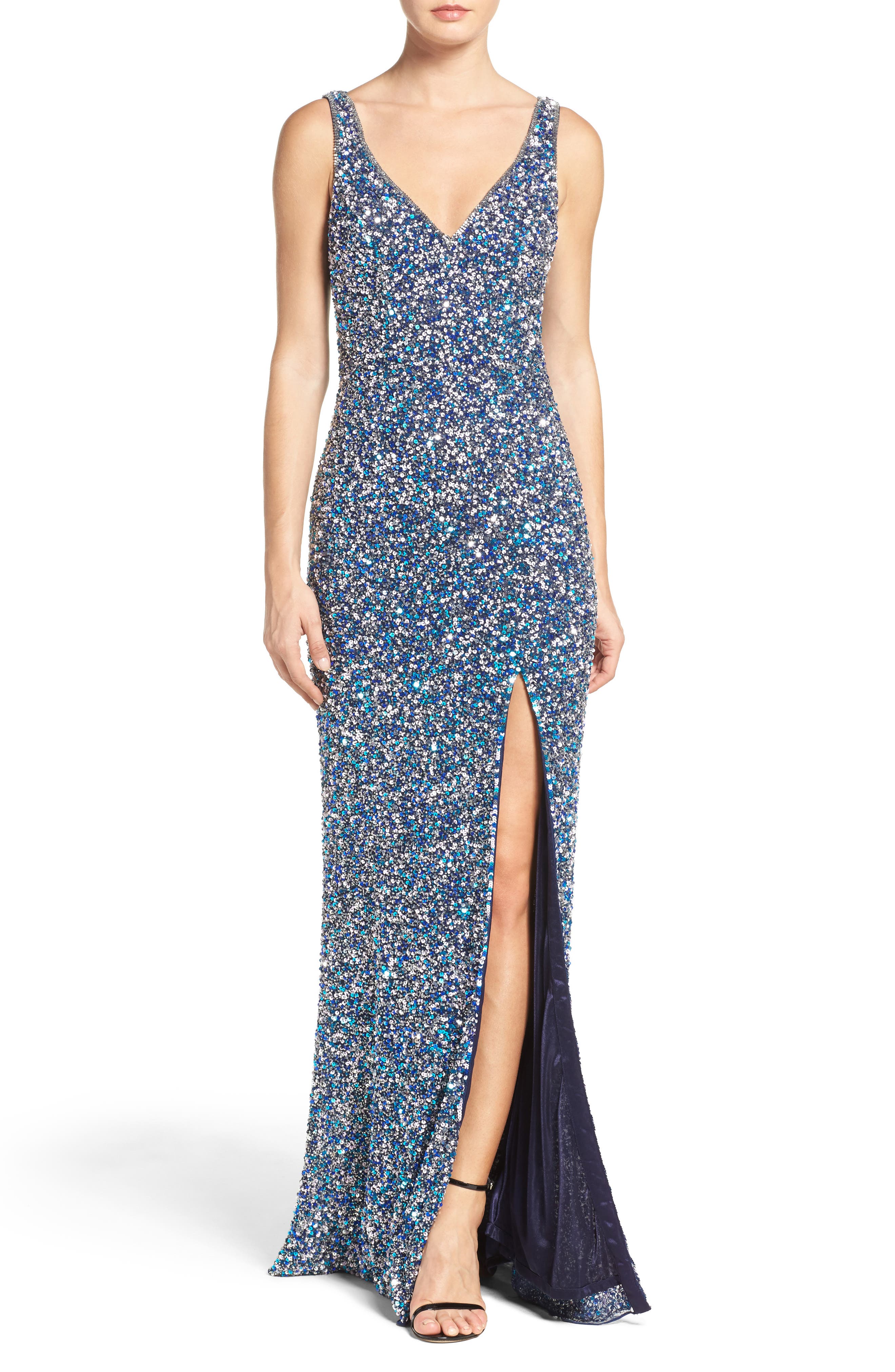 MAC Duggal Sequin Slit Gown