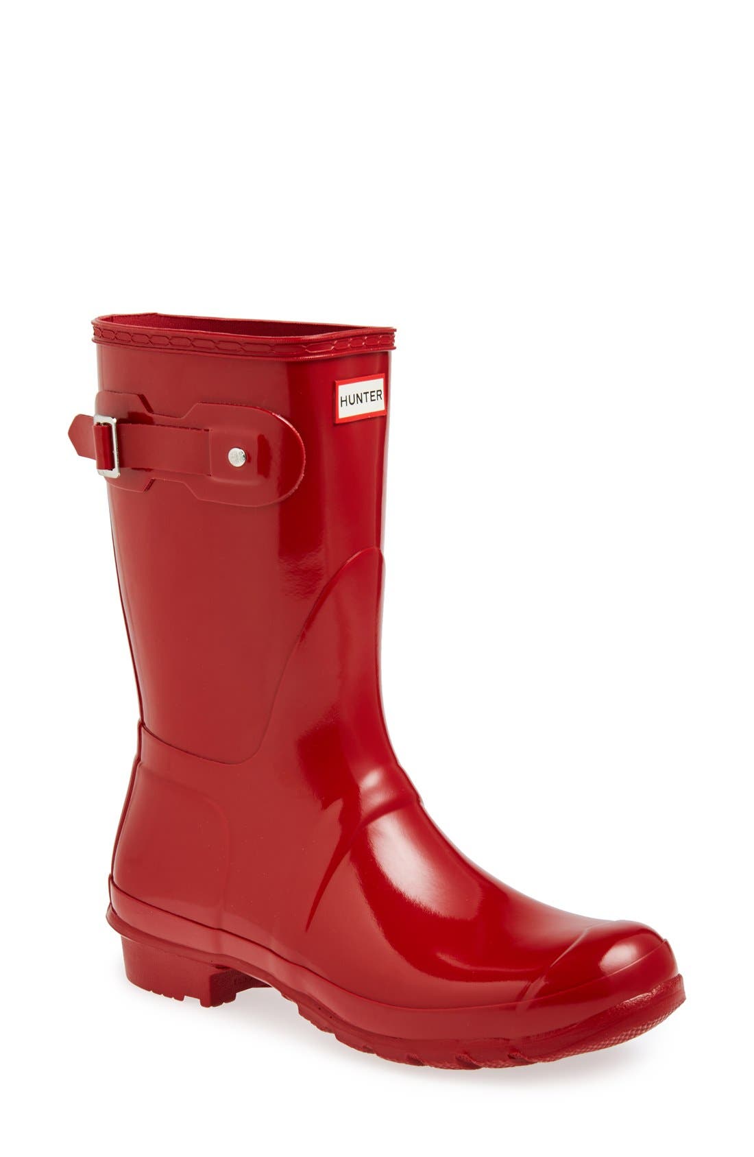Hunter Original Short Gloss Waterproof Rain Boot, Red
