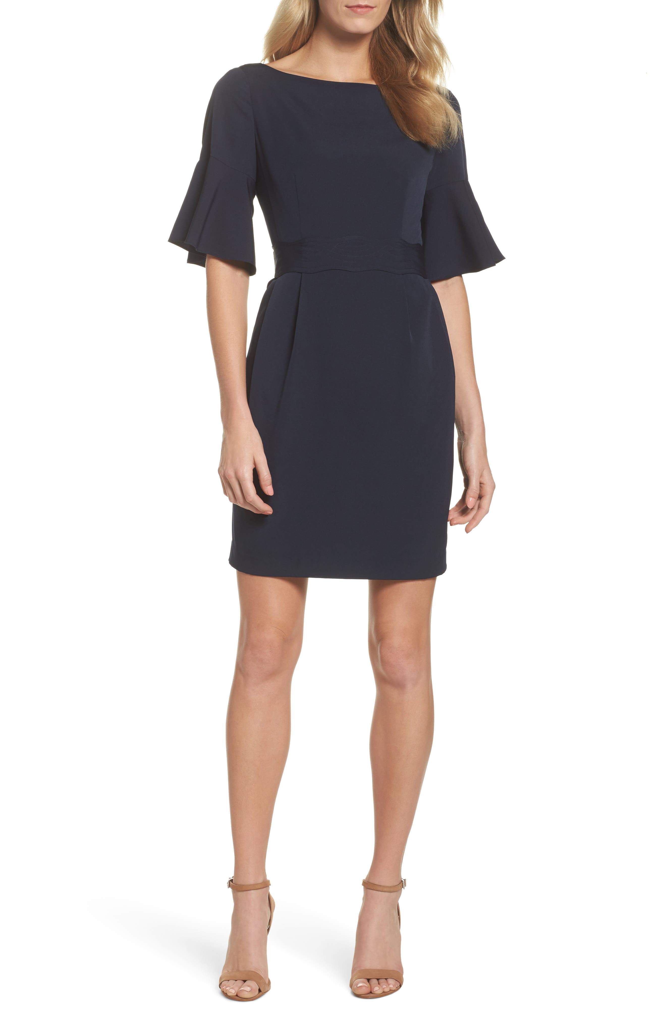 Eliza J Bell Sleeve Sheath Dress, Blue