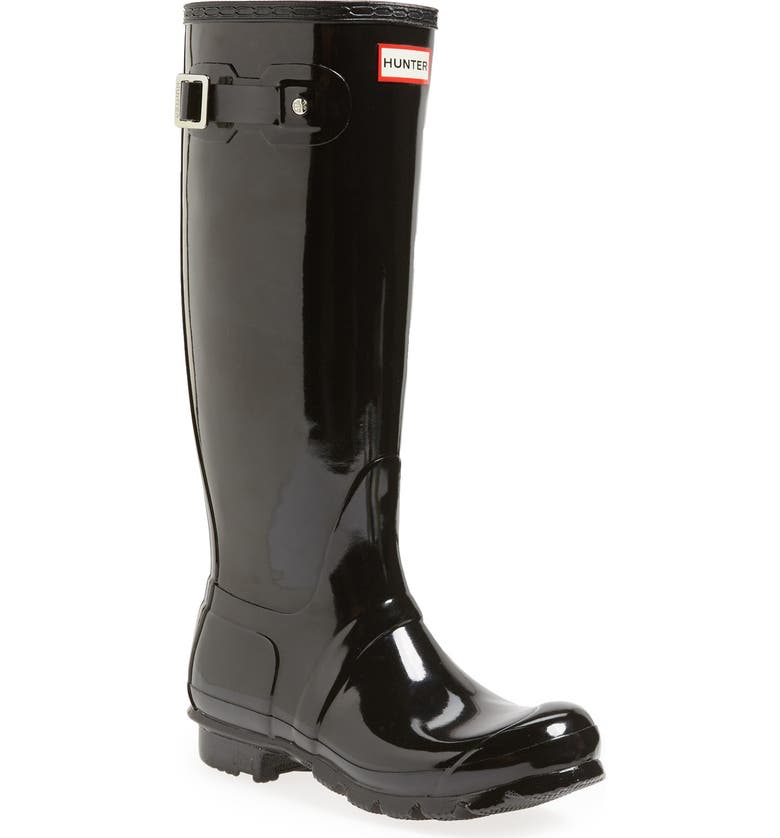 Click to view more detailed imagery on our partner's website Hunter Original Tour Gloss Packable Rain Boot In Black Gloss