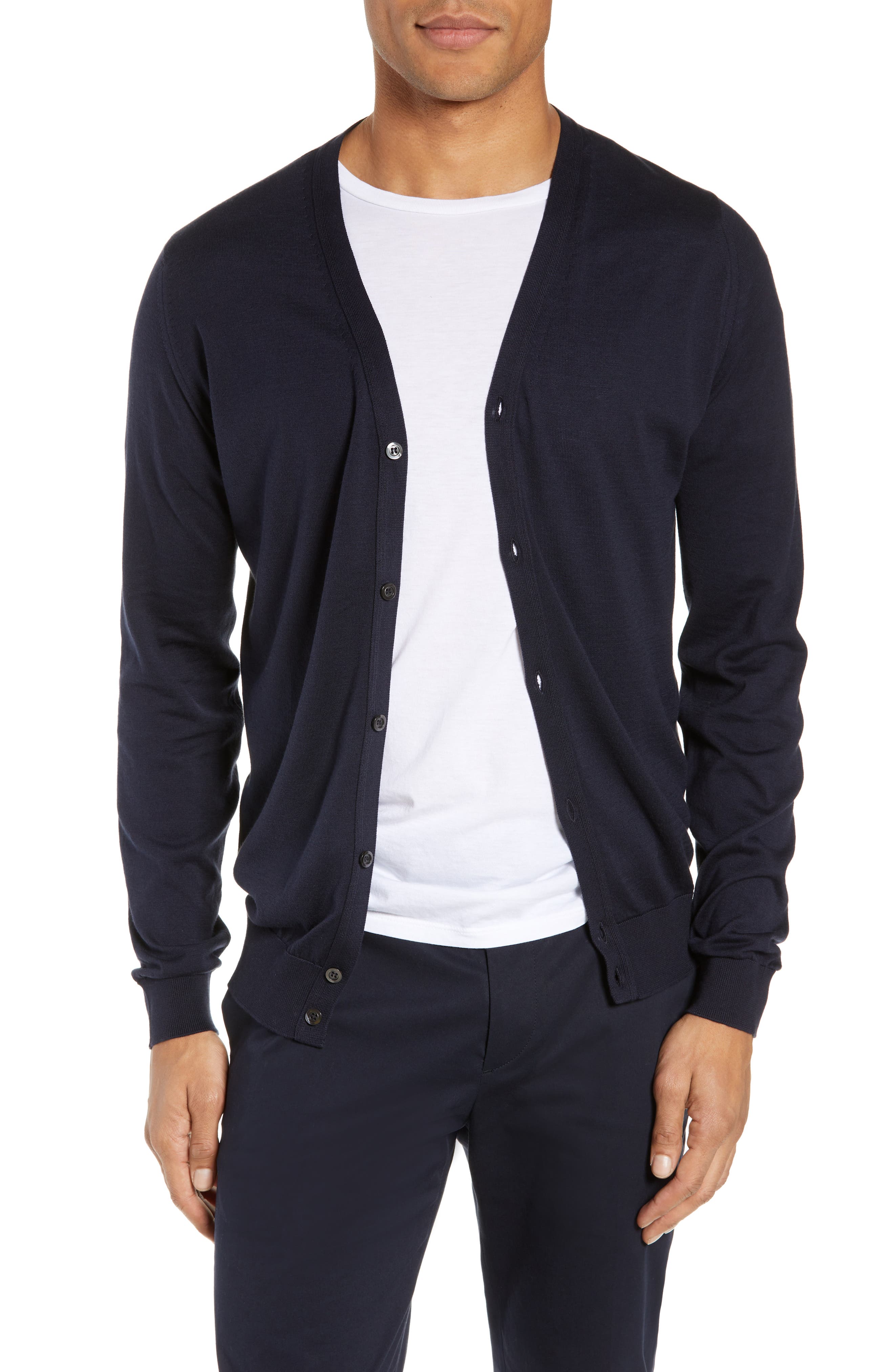 John Smedley Whitchurch Regular Fit Button Cardigan, Blue