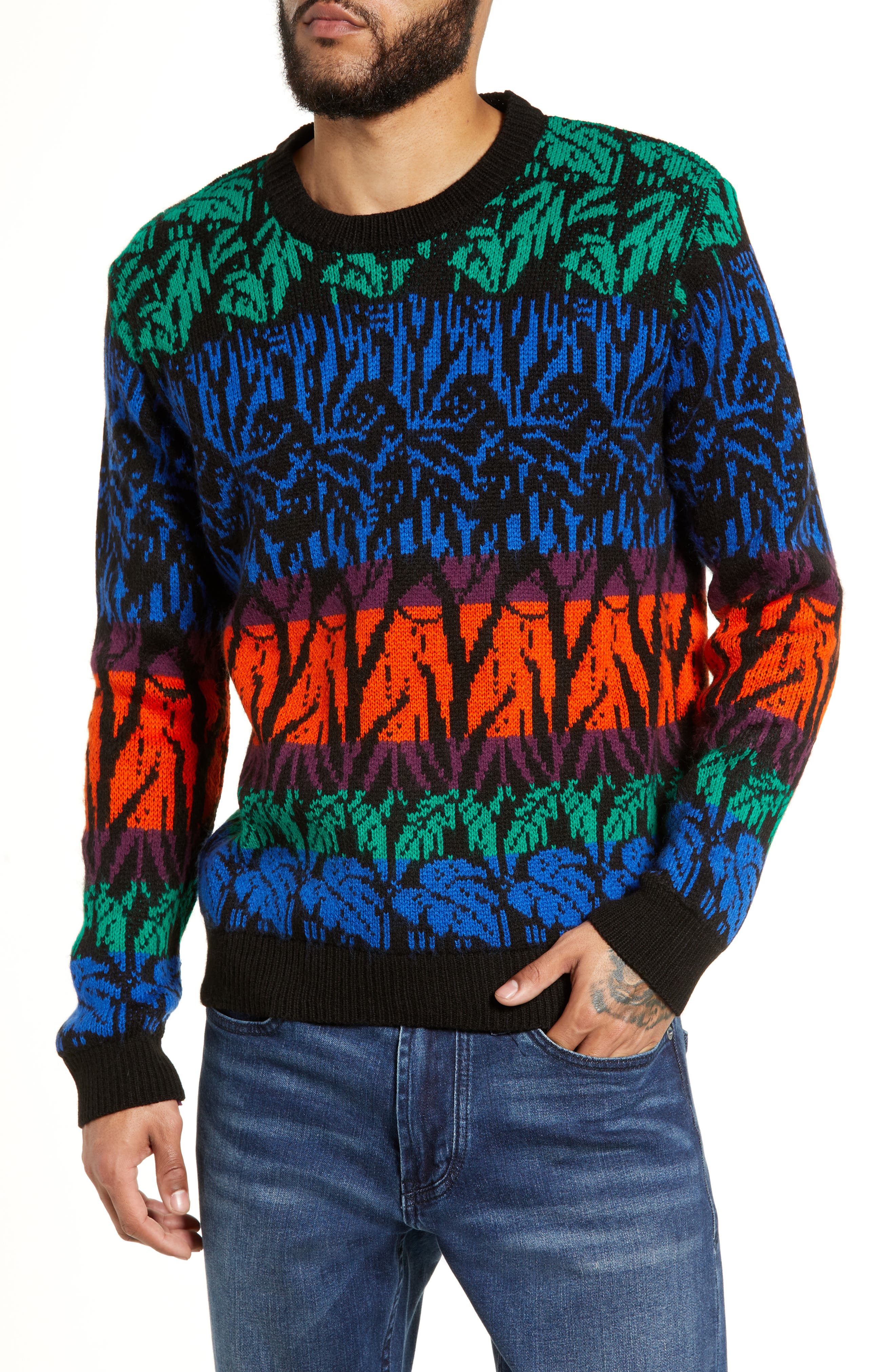 Topman Tropic Classic Fit Sweater, Blue