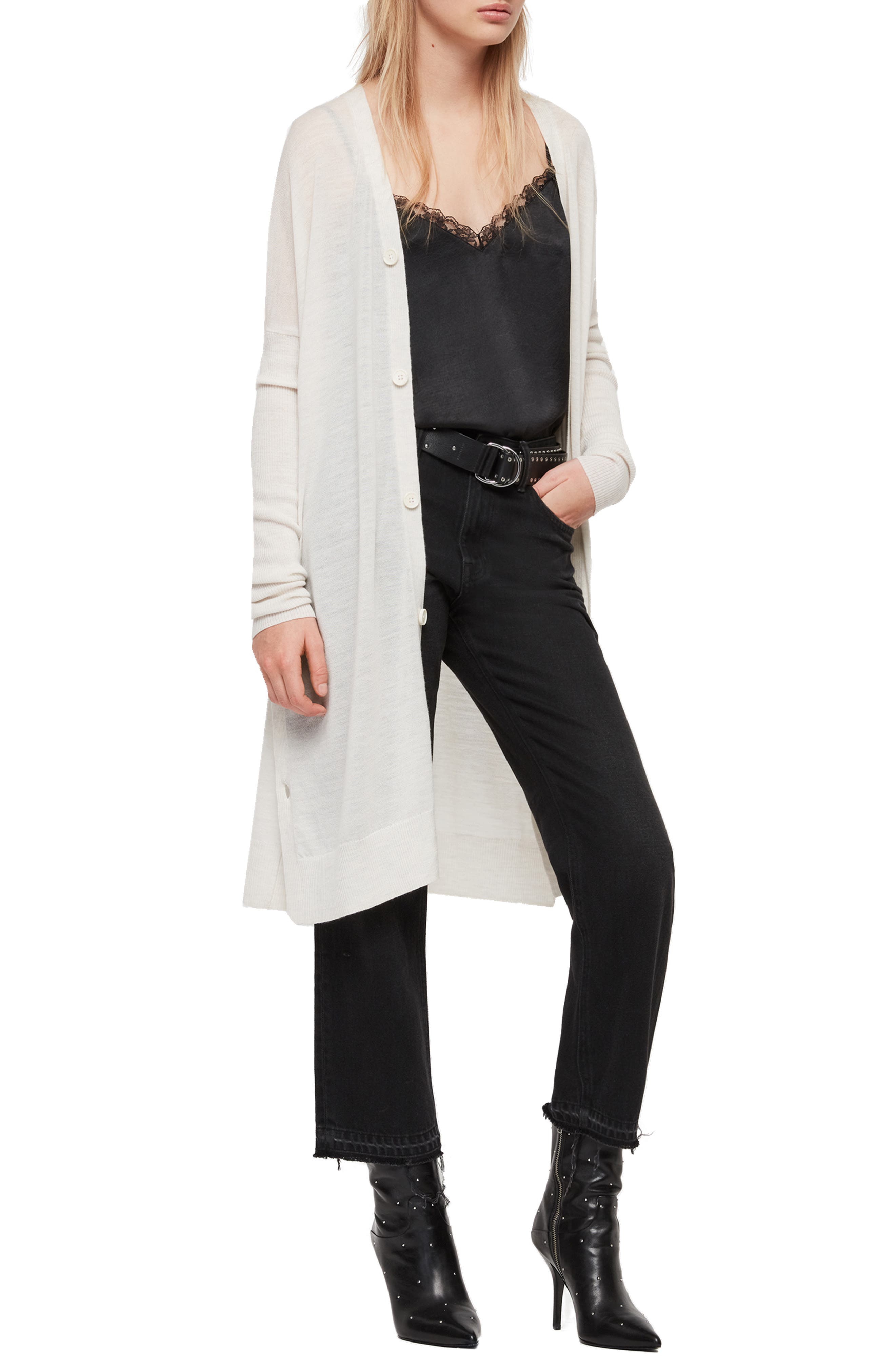 Allsaints Mori Merino Wool Cardigan, Ivory
