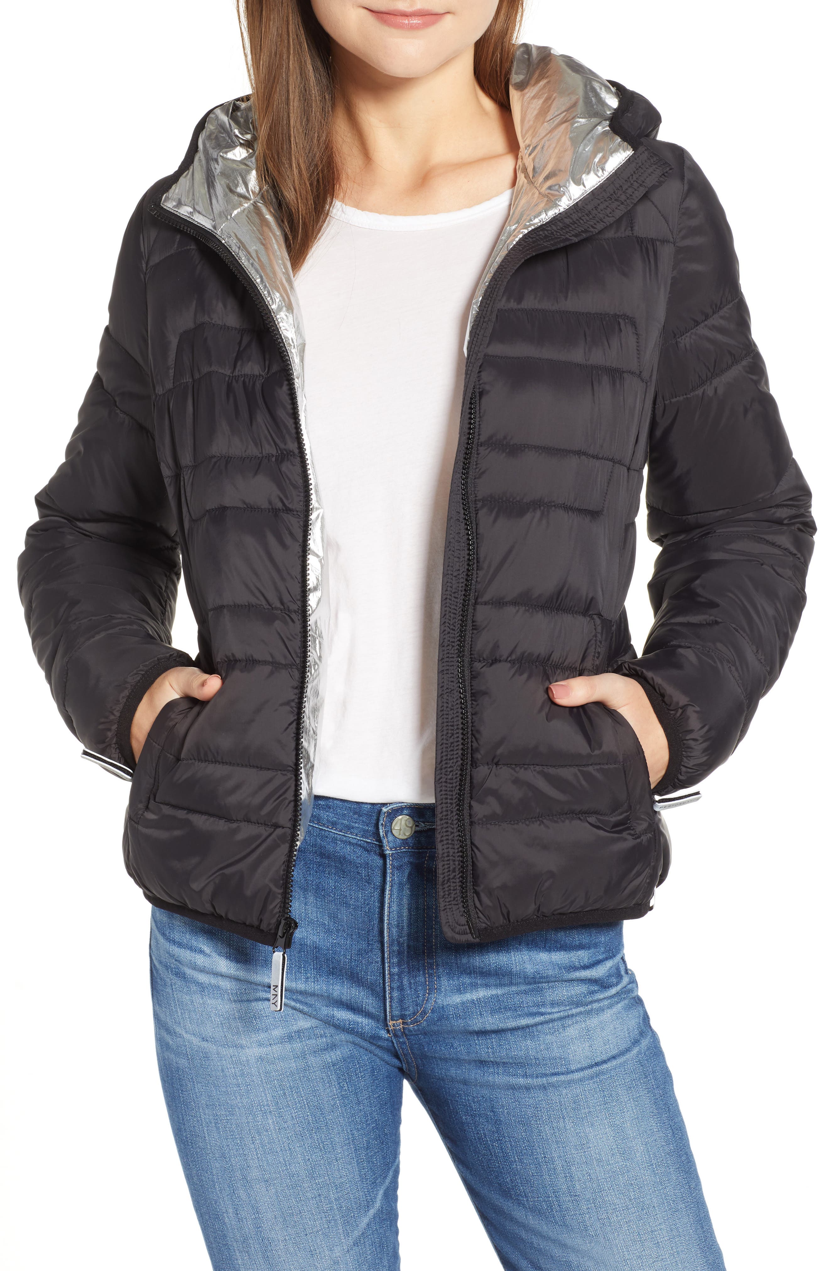 Marc New York Hooded Packable Jacket, Black