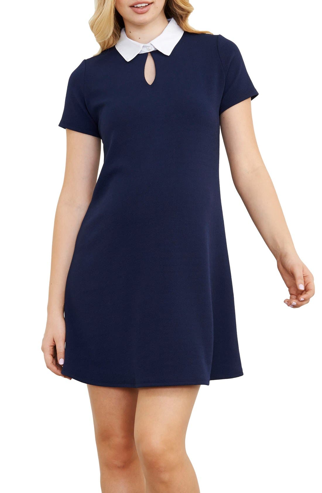 Maternal America Contrast Collar Maternity Dress