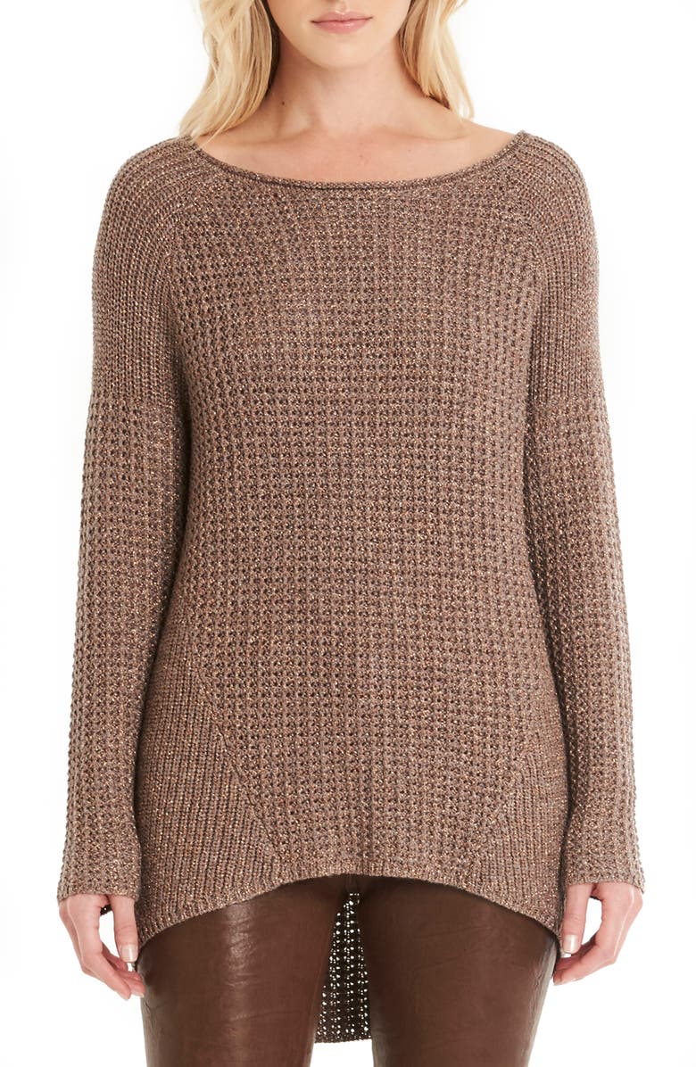 Michael Stars Metallic Knit Shirttail Sweater Nordstrom