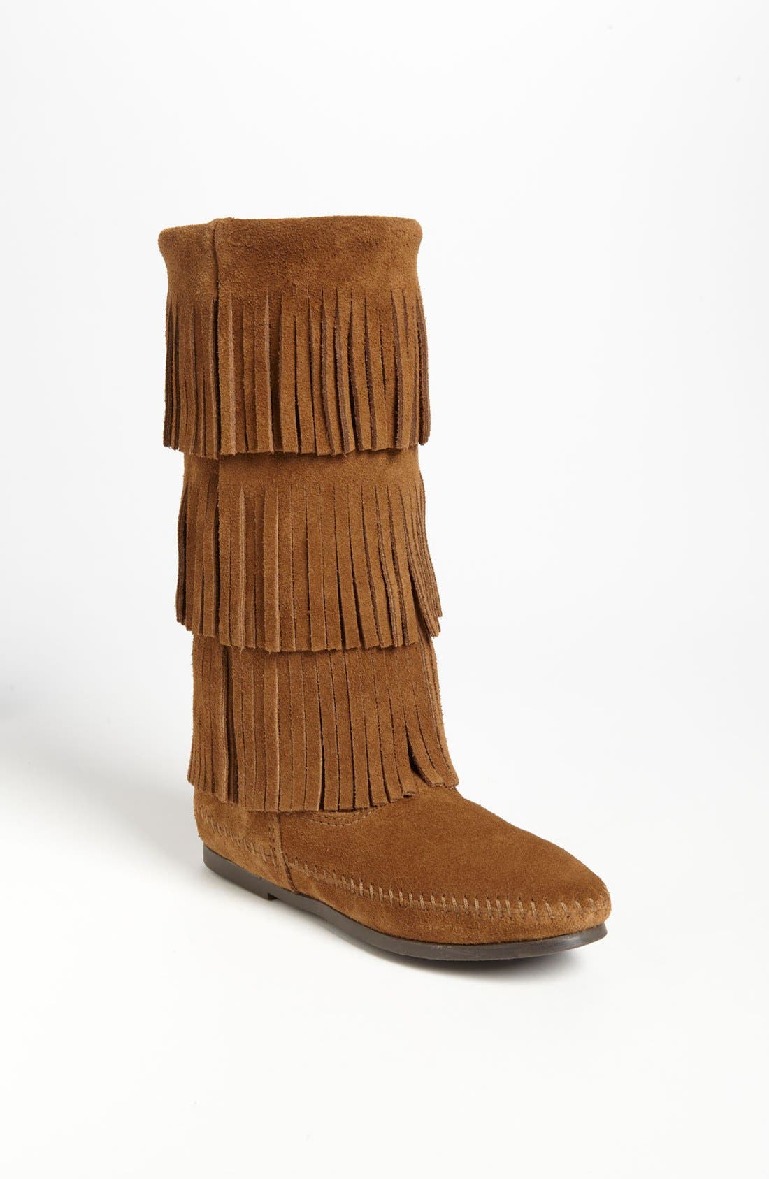 Minnetonka 3-Layer Fringe Boot, Brown