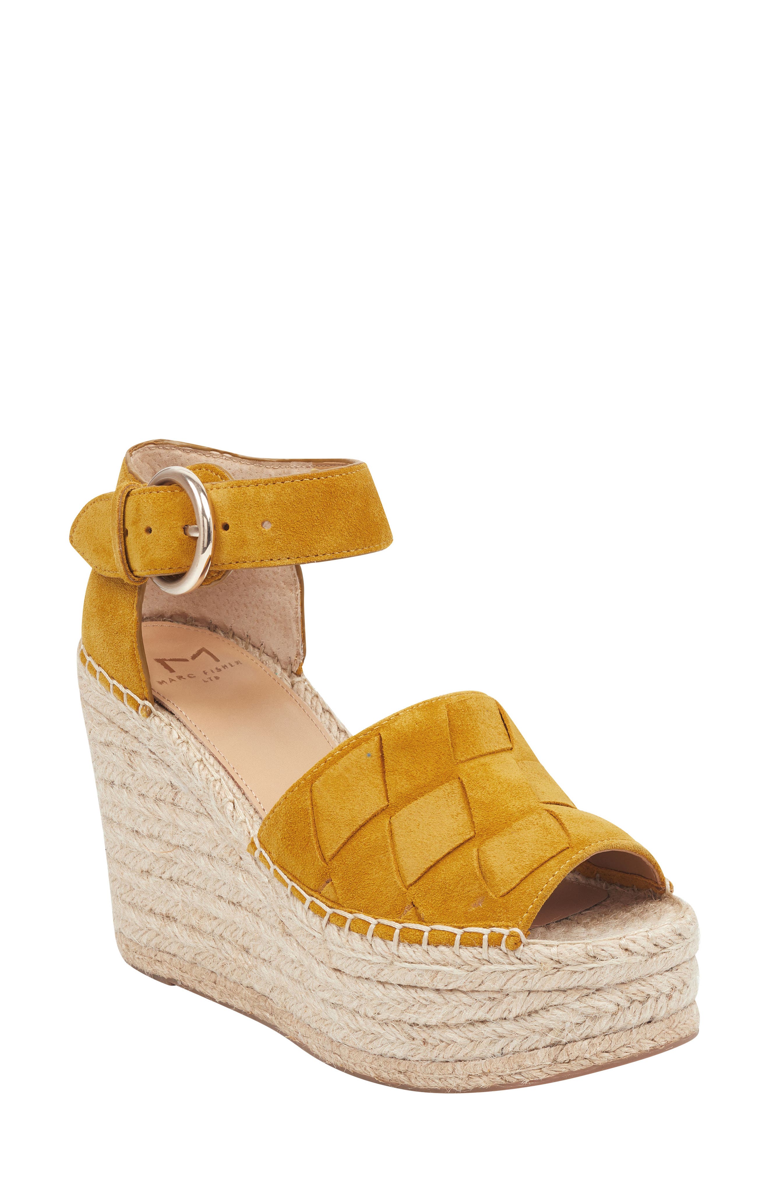 Marc Fisher Ltd Adalla Platform Wedge Sandal- Yellow