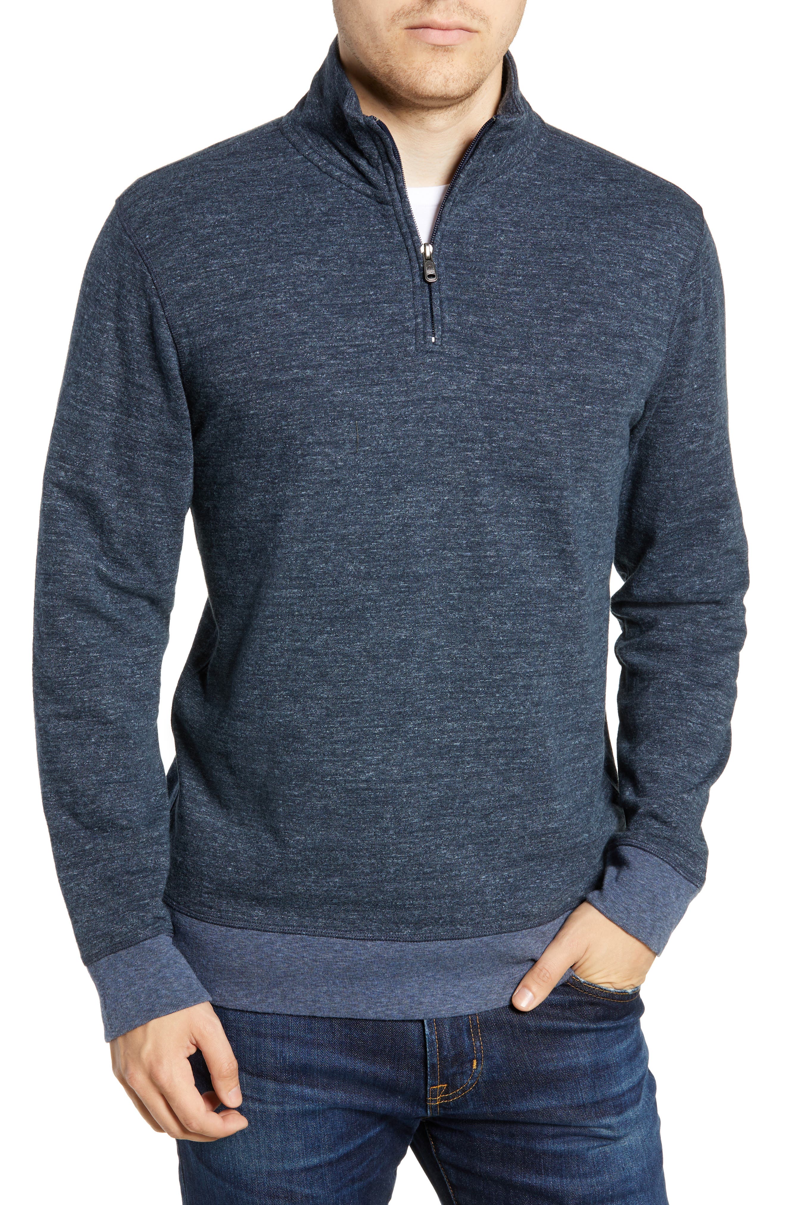Faherty Brand Dual Knit Regular Fit Quarter Zip Pullover
