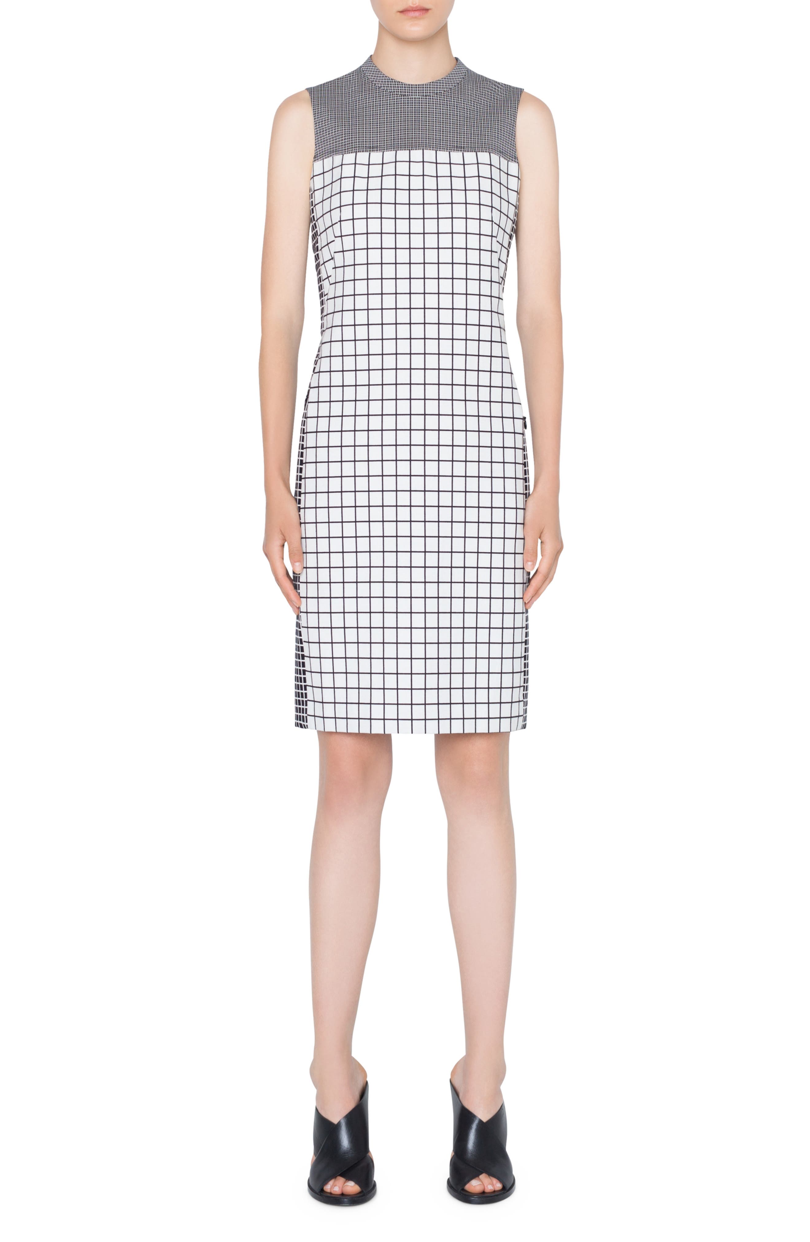 Akris Punto Grid Sheath Dress, Grey