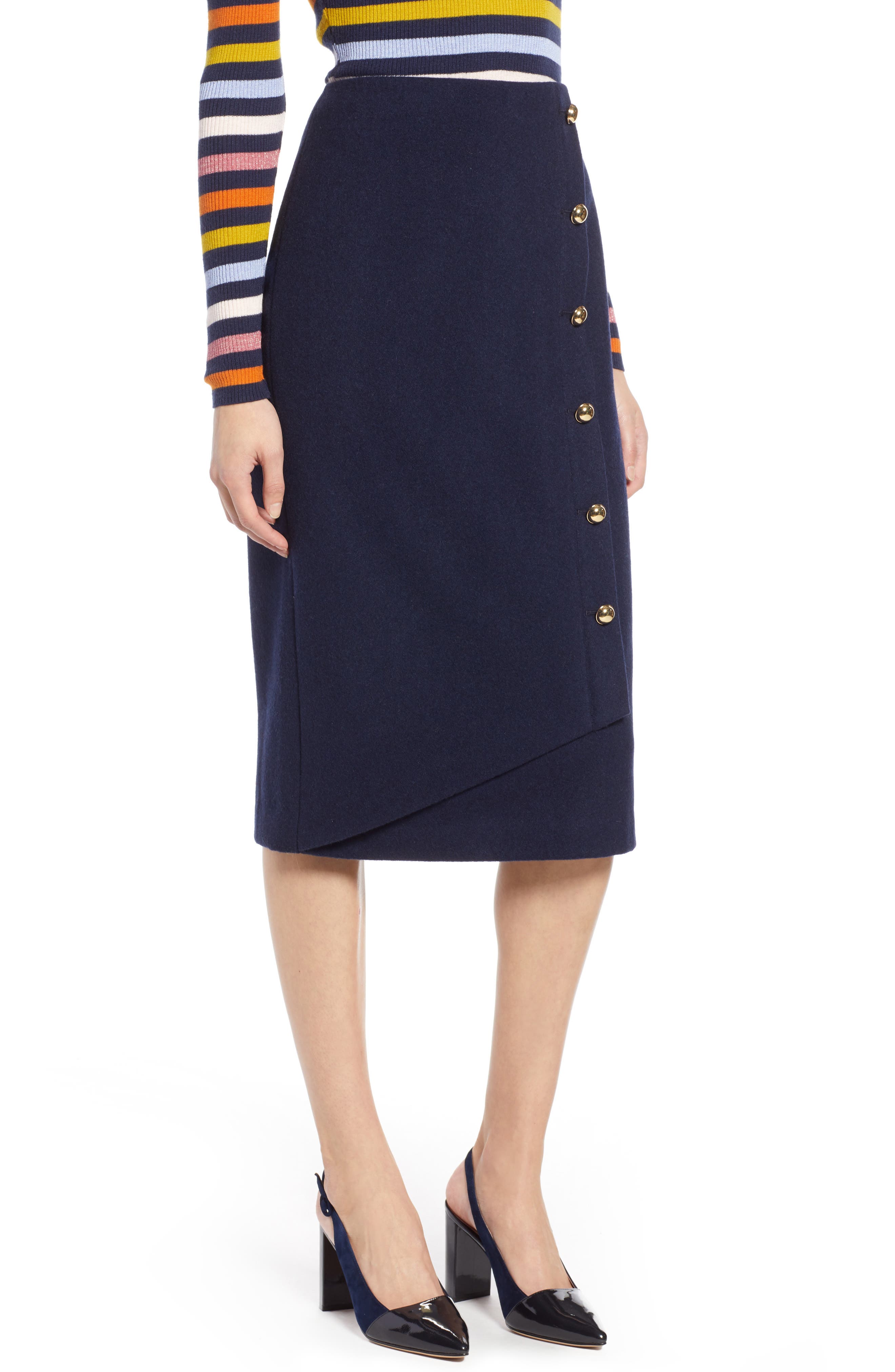 Petite Halogen X Atlantic-Pacific Wrap Pencil Skirt, Blue