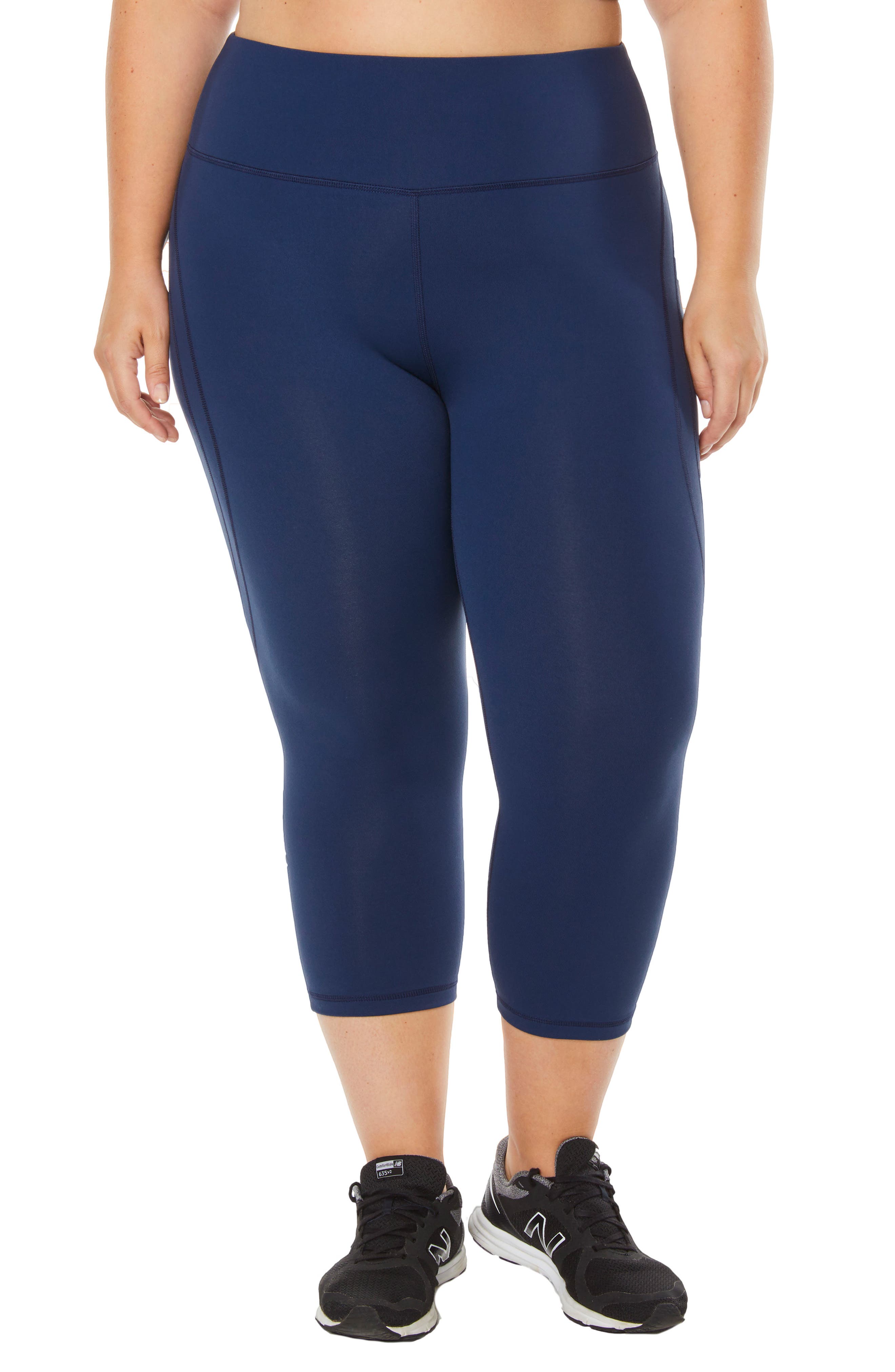 Plus Size Shape High Rise Ss Capris, Blue