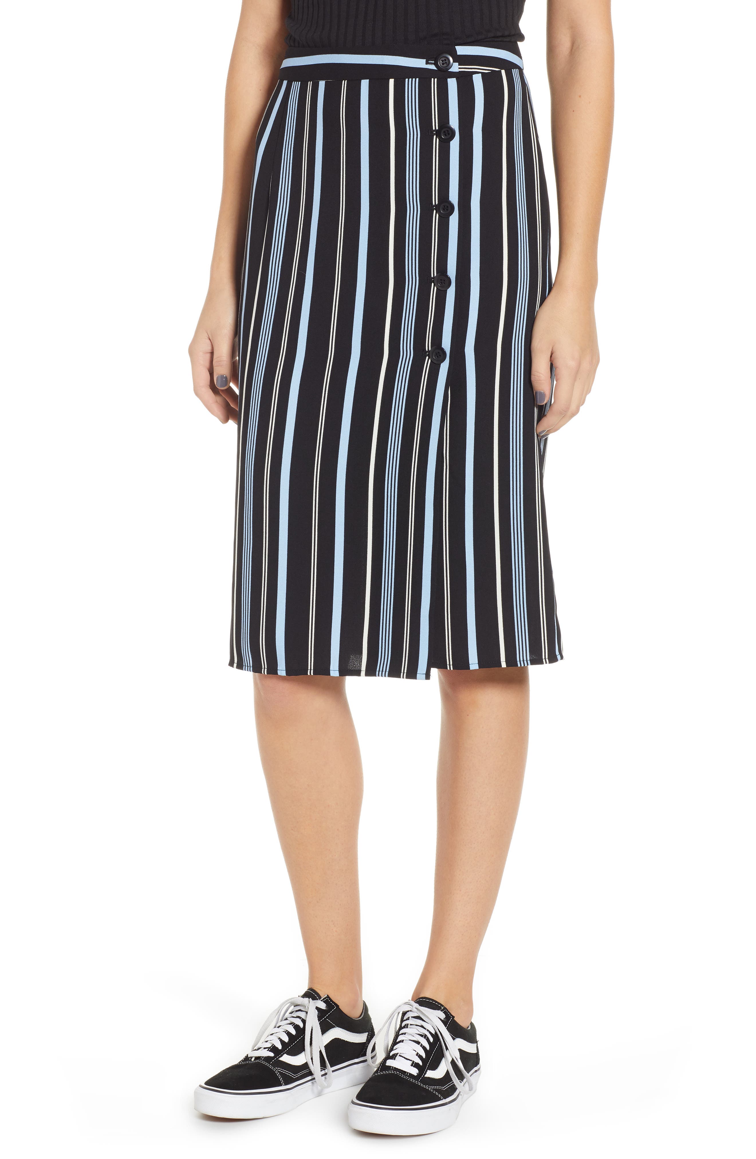 Plus Size Bp. Button Wrap Skirt, Black