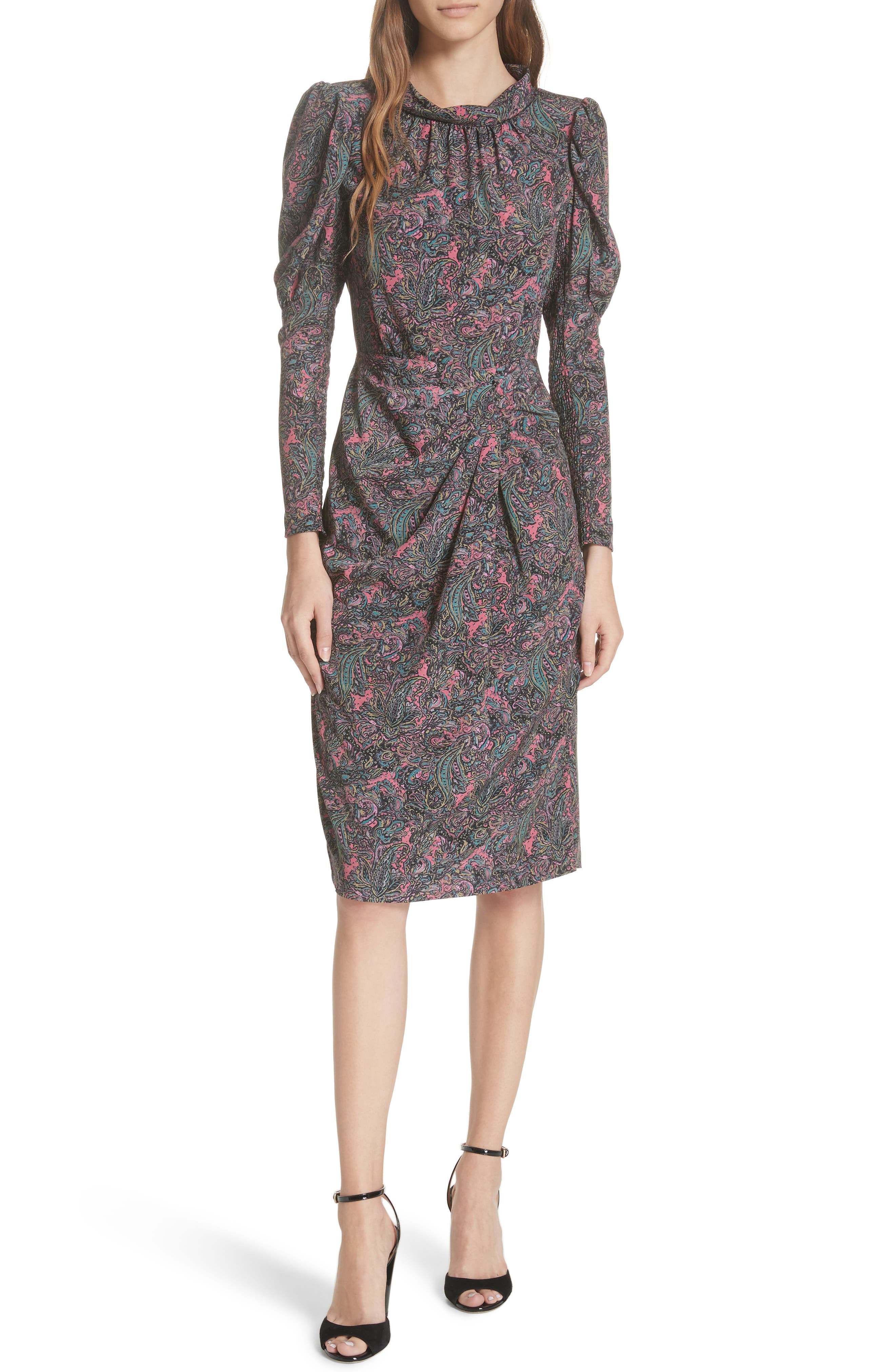 Rebecca Taylor Hudson Silk Paisley Dress, Grey