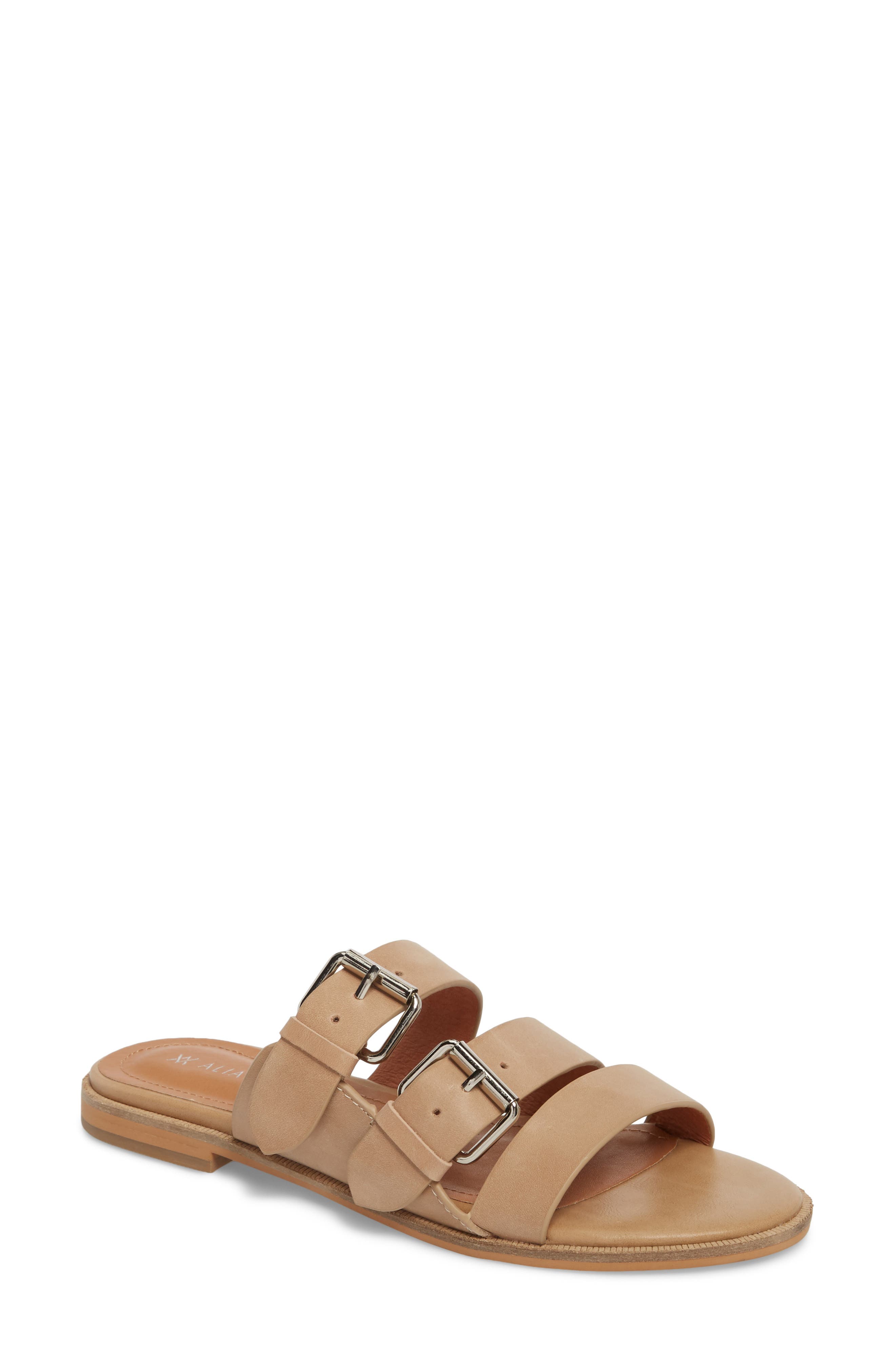 Alias Mae Theatre Buckled Slide Sandal, Beige