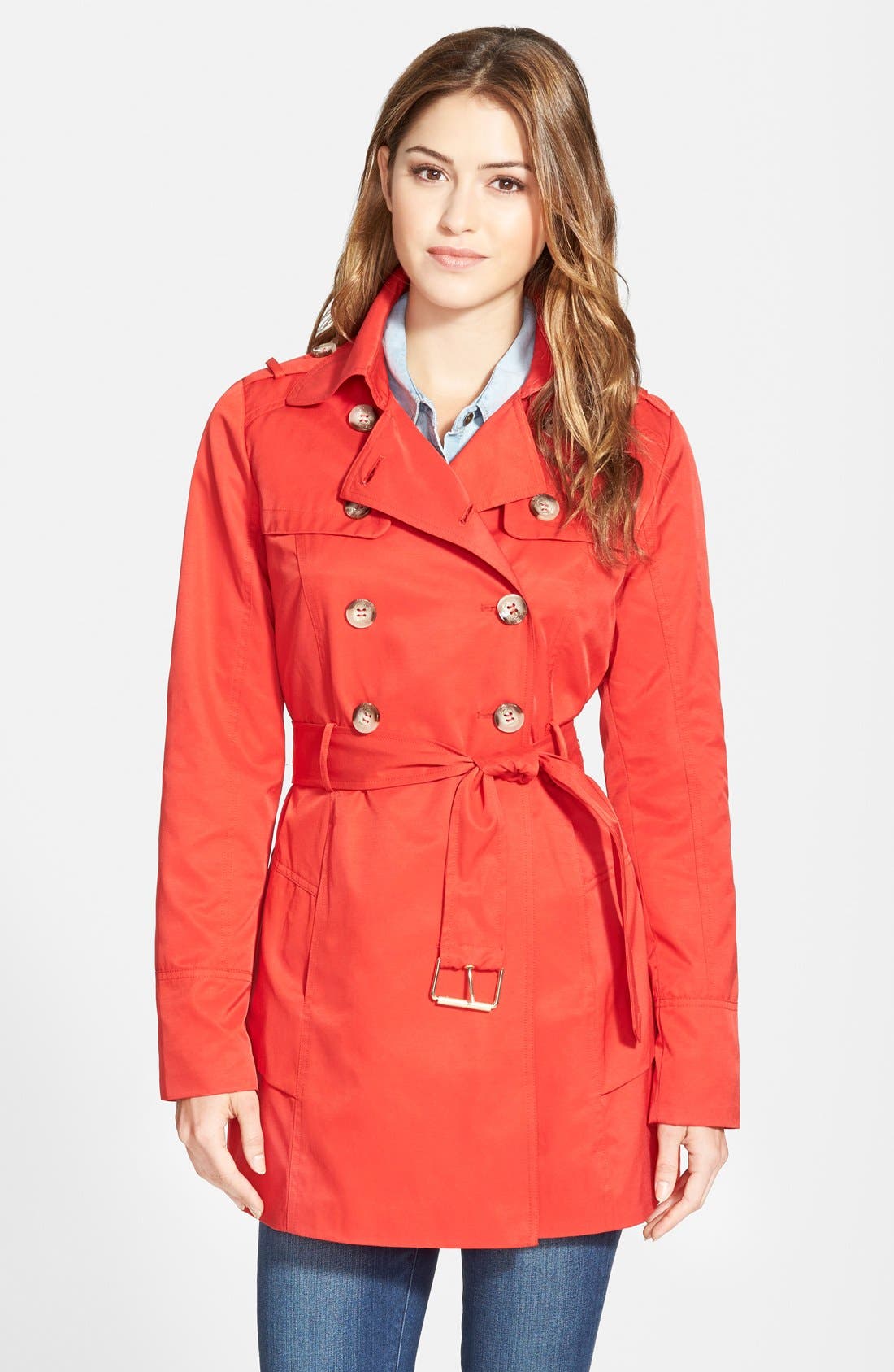 GUESS Tiered Double Breasted Trench Coat Nordstrom