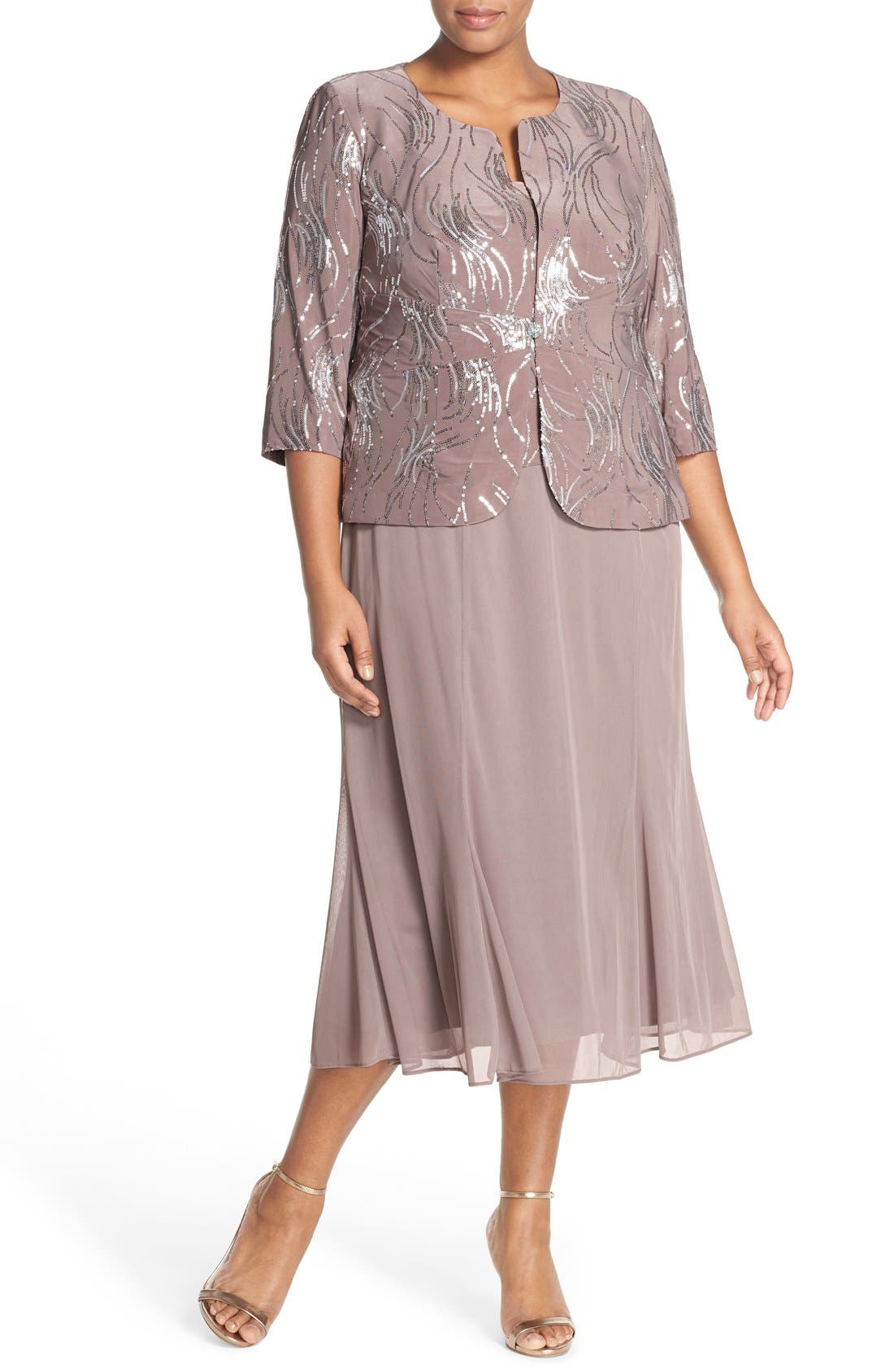 Plus Size Alex Evenings Sequin Mock Two-Piece Dress With Jacket