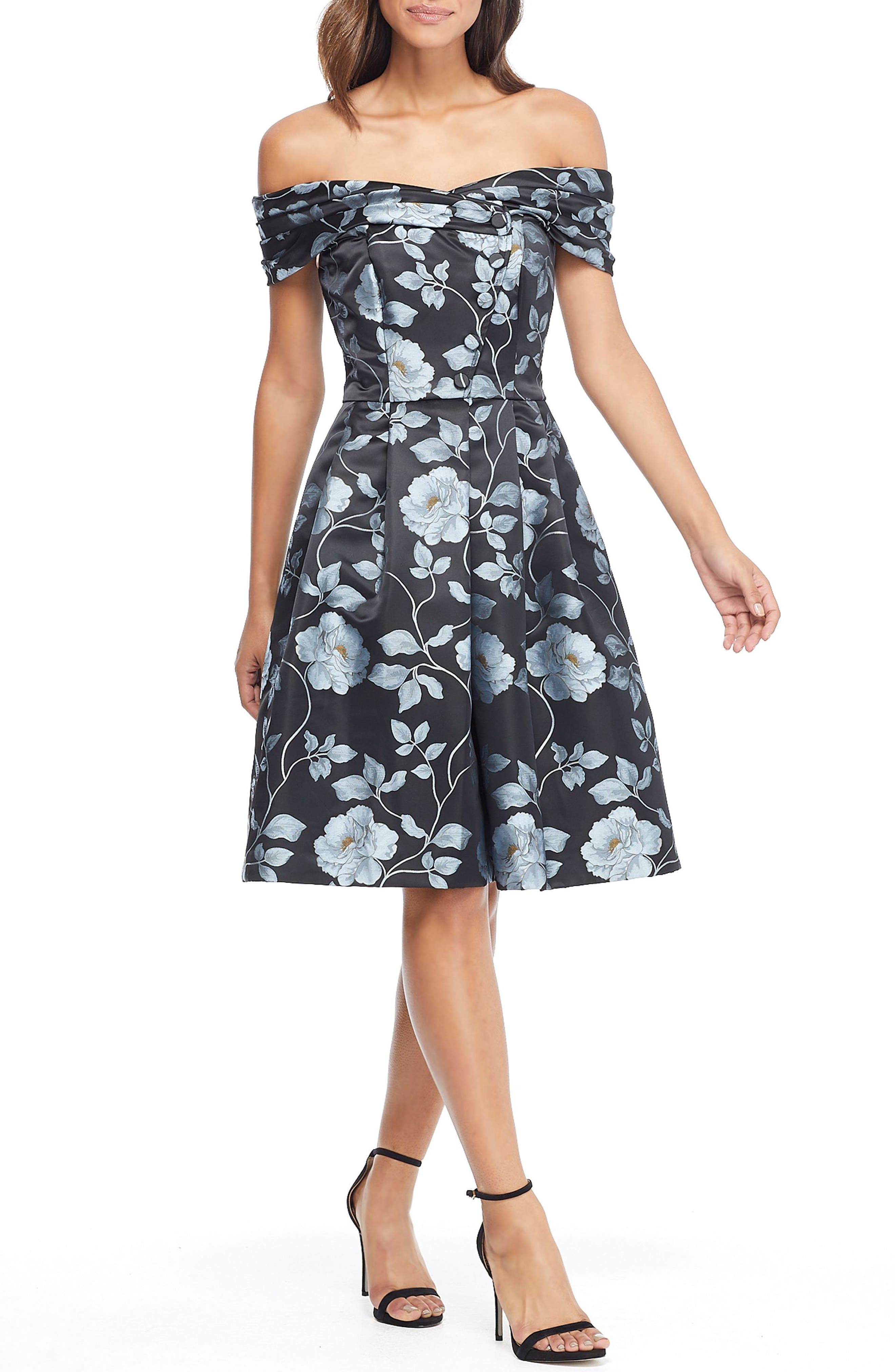 Gal Meets Glam Collection Cora Off The Shoulder Sweet Pea Dress, Blue