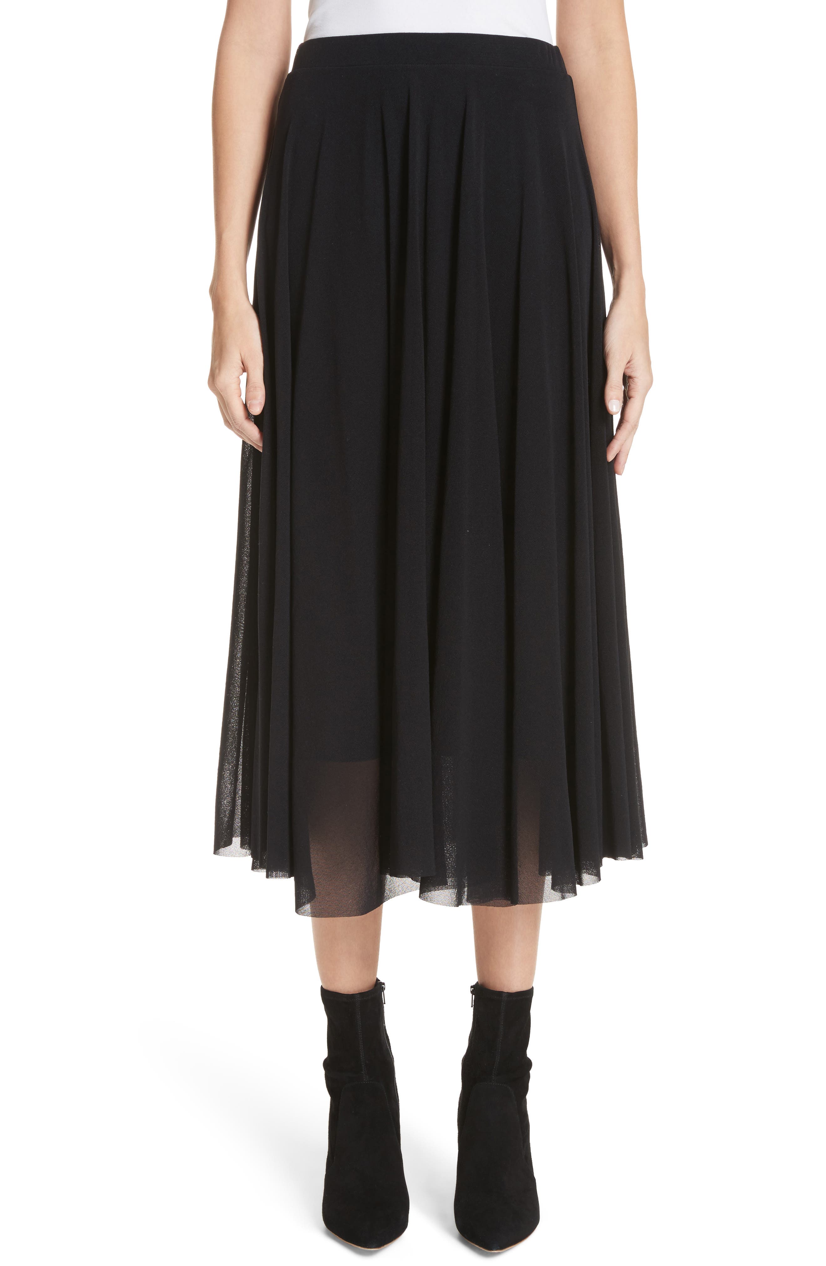 Fuzzi Tulle Midi Skirt, Black