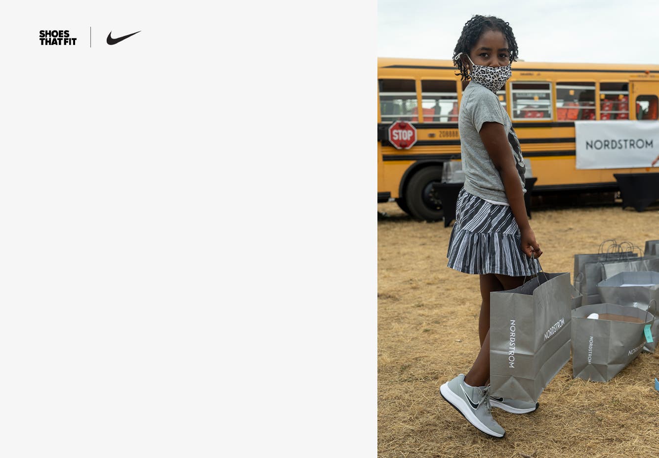 Kids with new shoes from Shoes That Fit, Nordstrom and Nike.