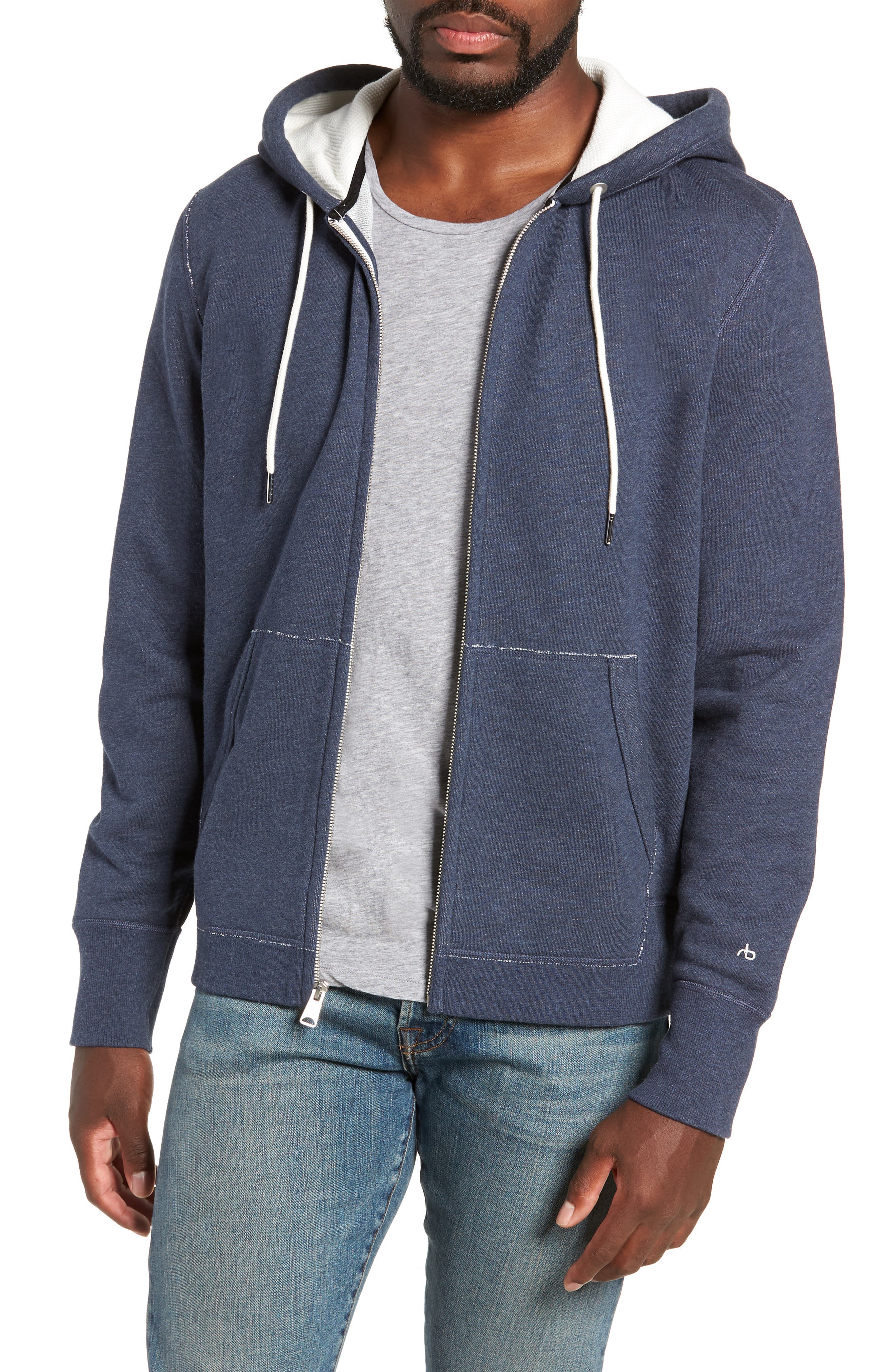 Rag & Bone Standard Issue Zip Hoodie, Blue