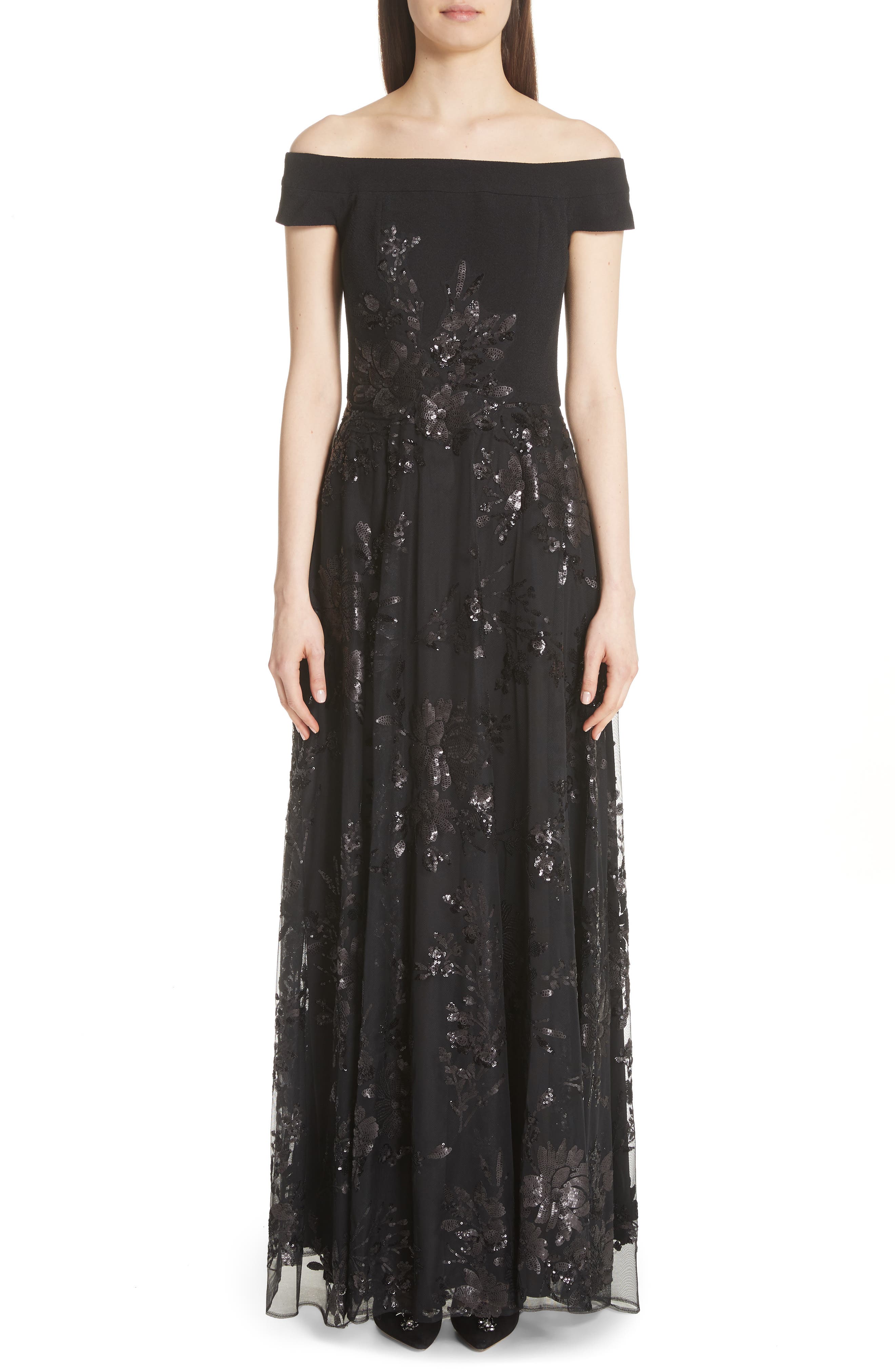 Carmen Marc Valvo Off The Shoulder Gown