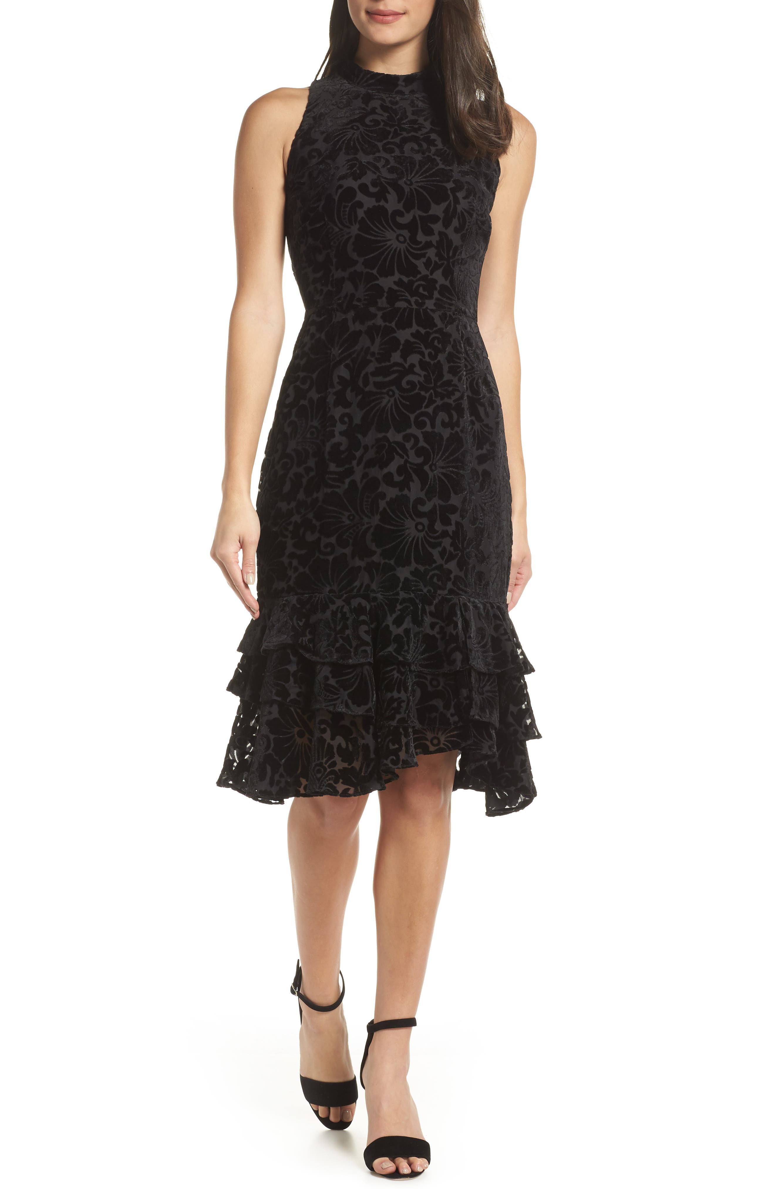 Chelsea28 Burnout Velvet Sheath Dress, Black