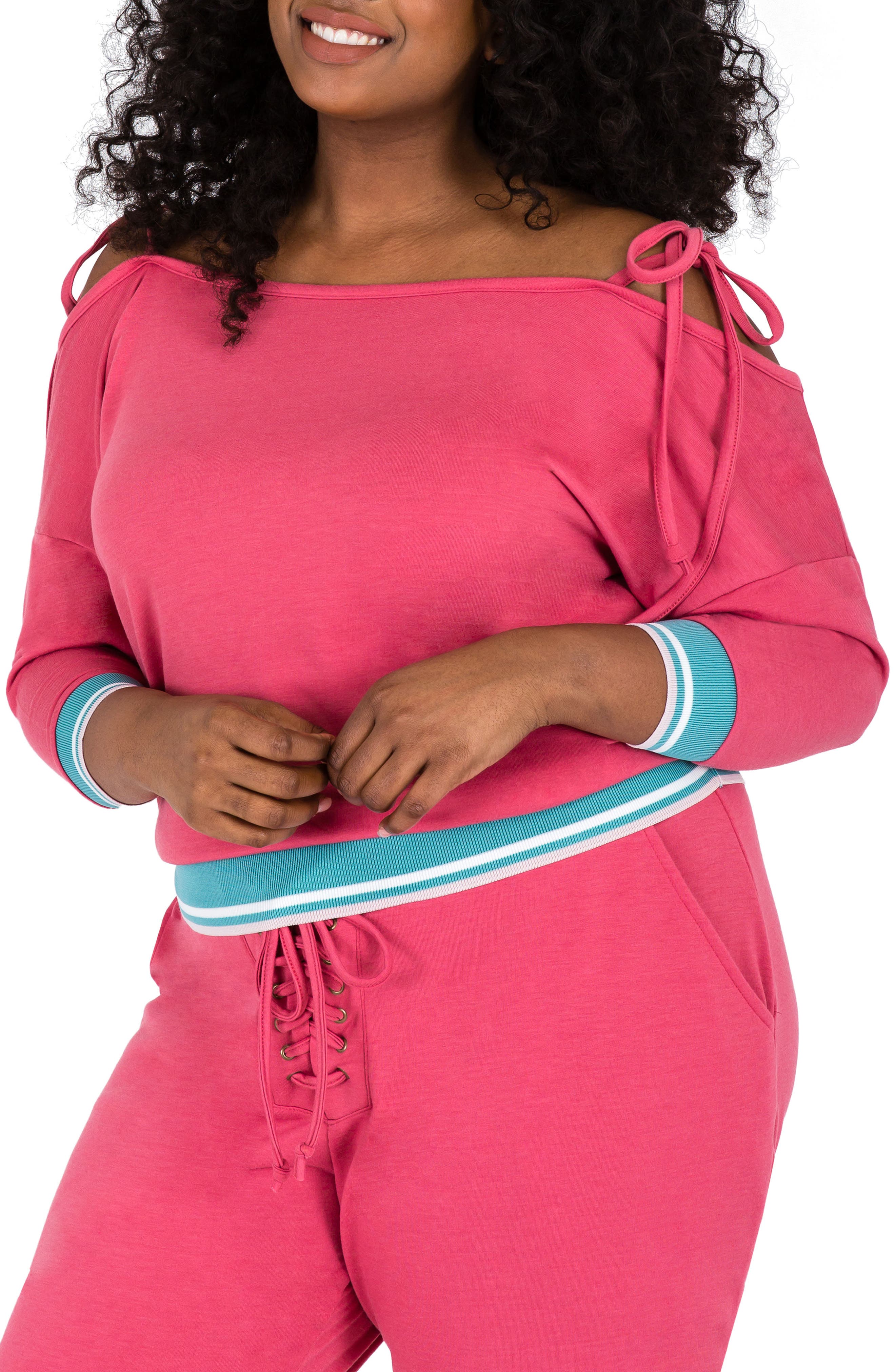 Plus Size Poetic Justice Janae Convertible Knit Top, Pink
