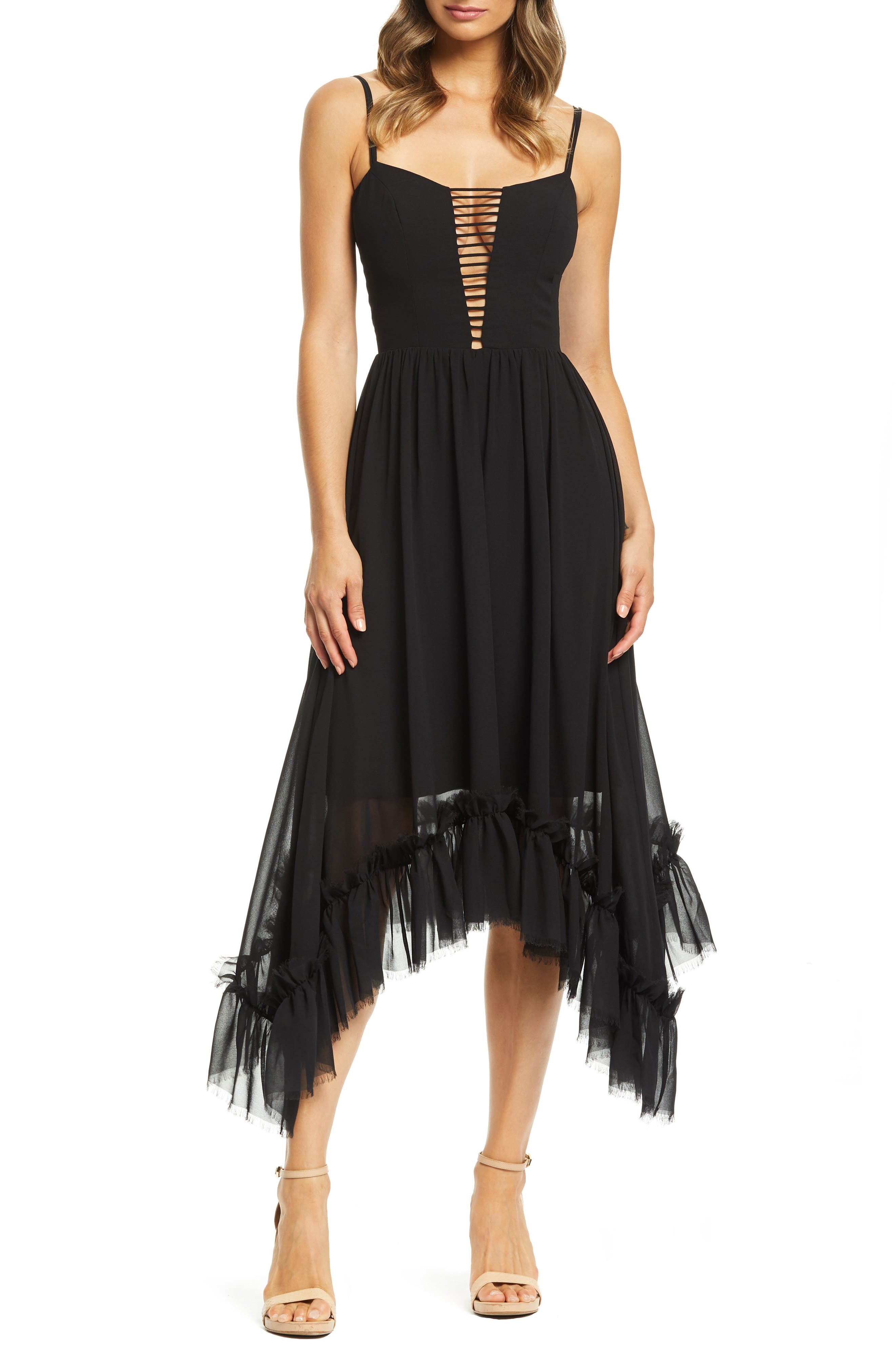 Dress The Population Kalya Chiffon Dress, Black
