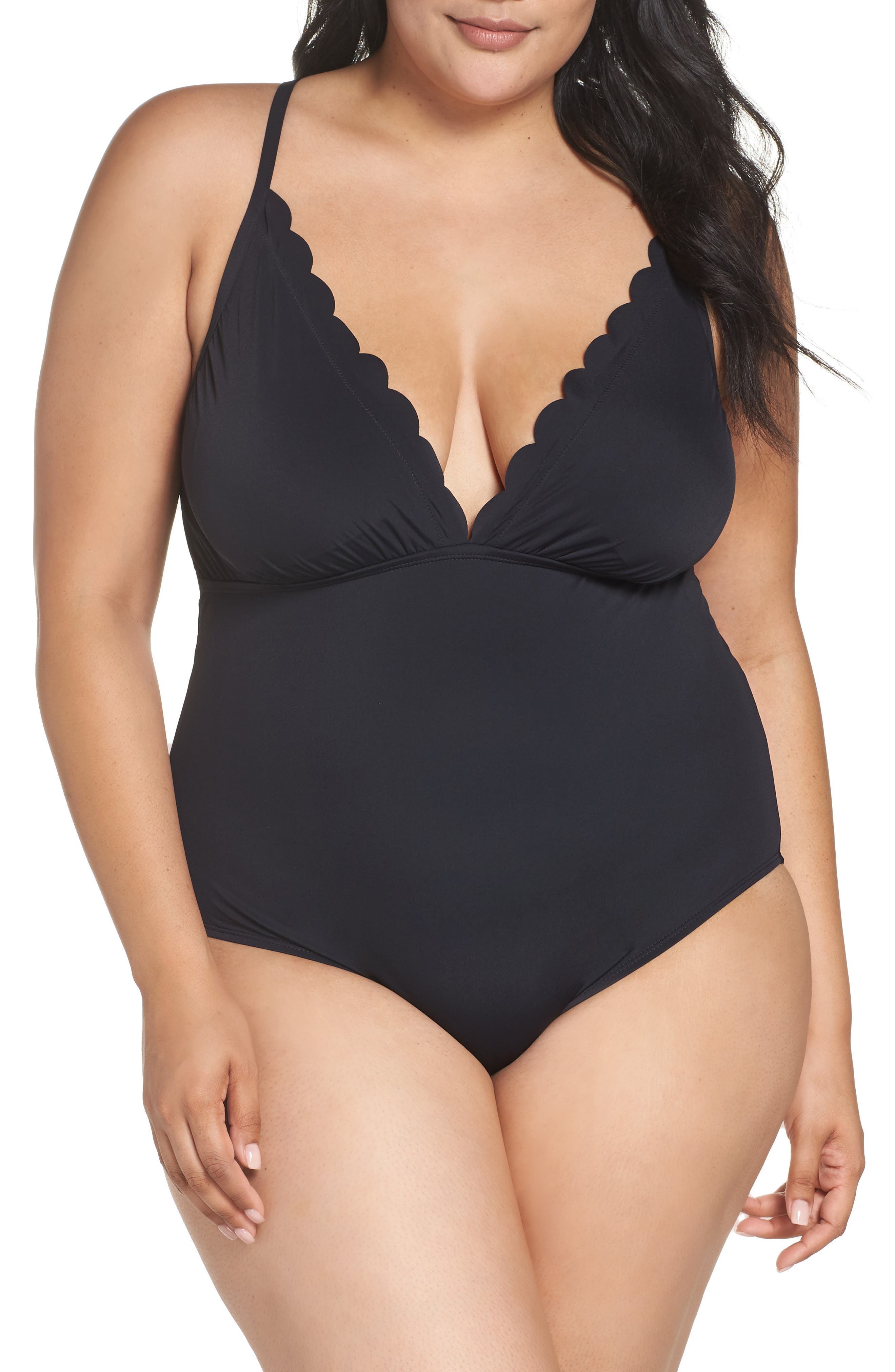 Plus Size La Blanca Petal Pusher One-Piece Swimsuit, Black