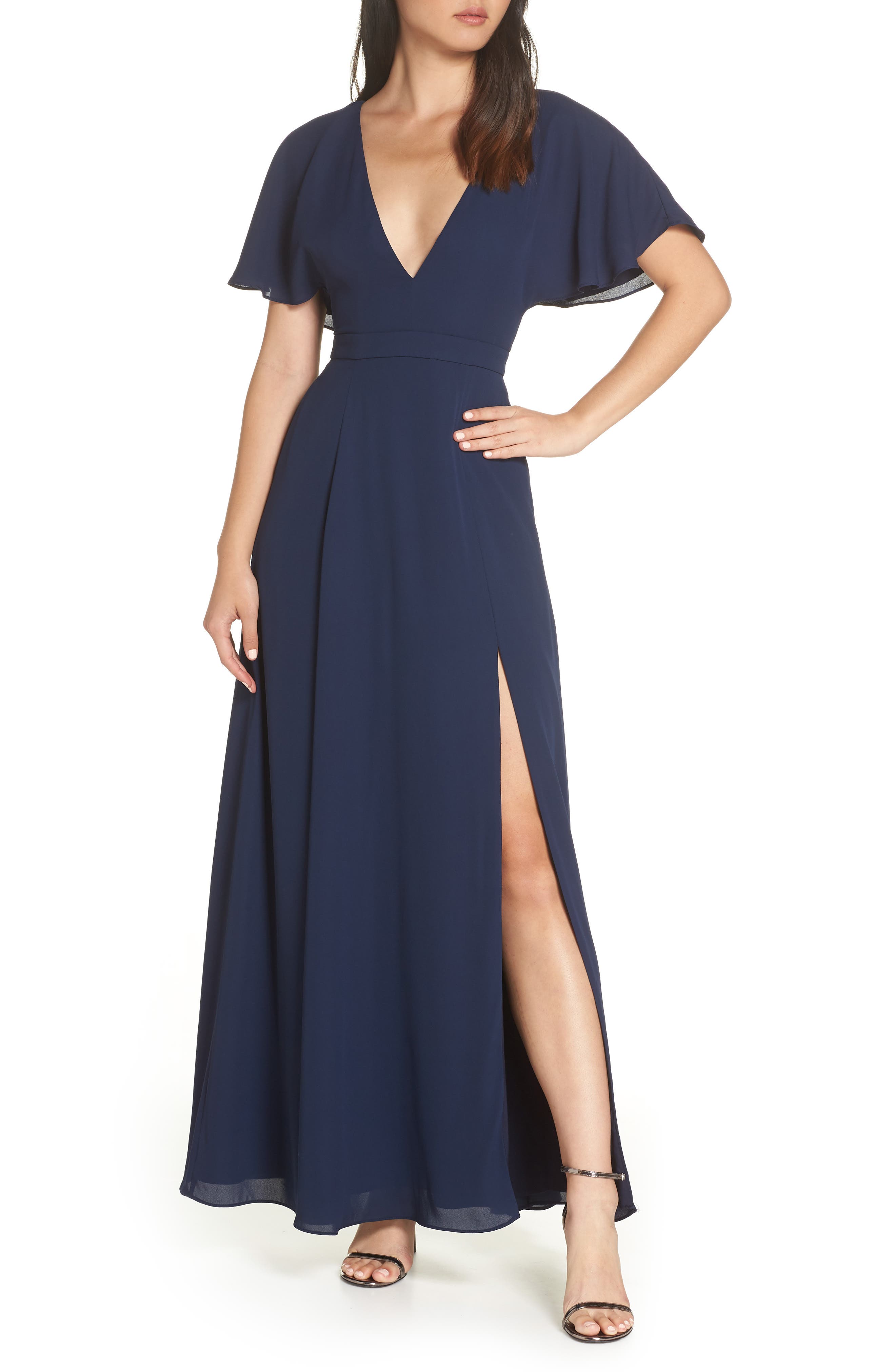 Fame And Partners A-Line Gown, Blue