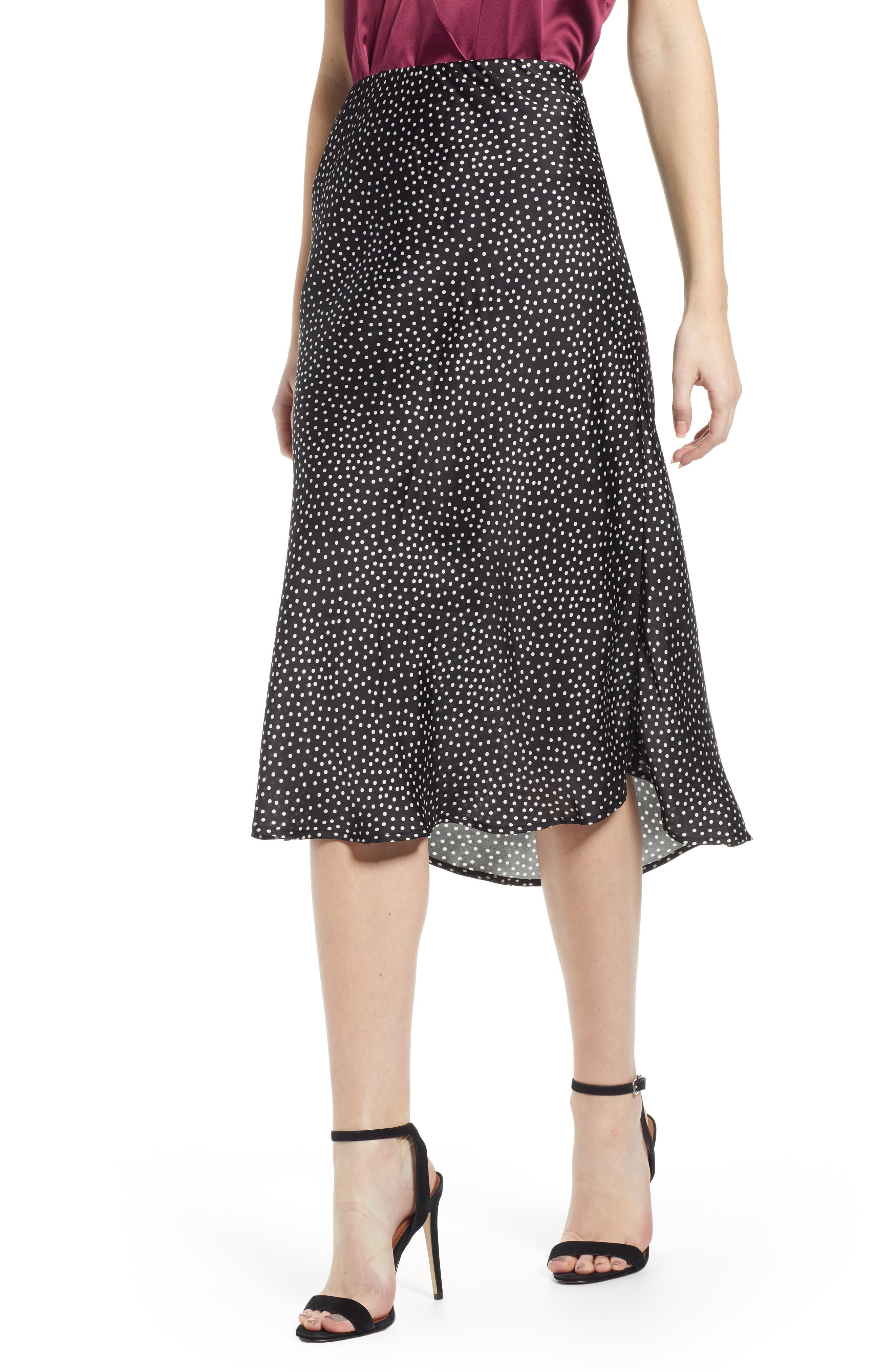 Leith Satin Midi Skirt, Black