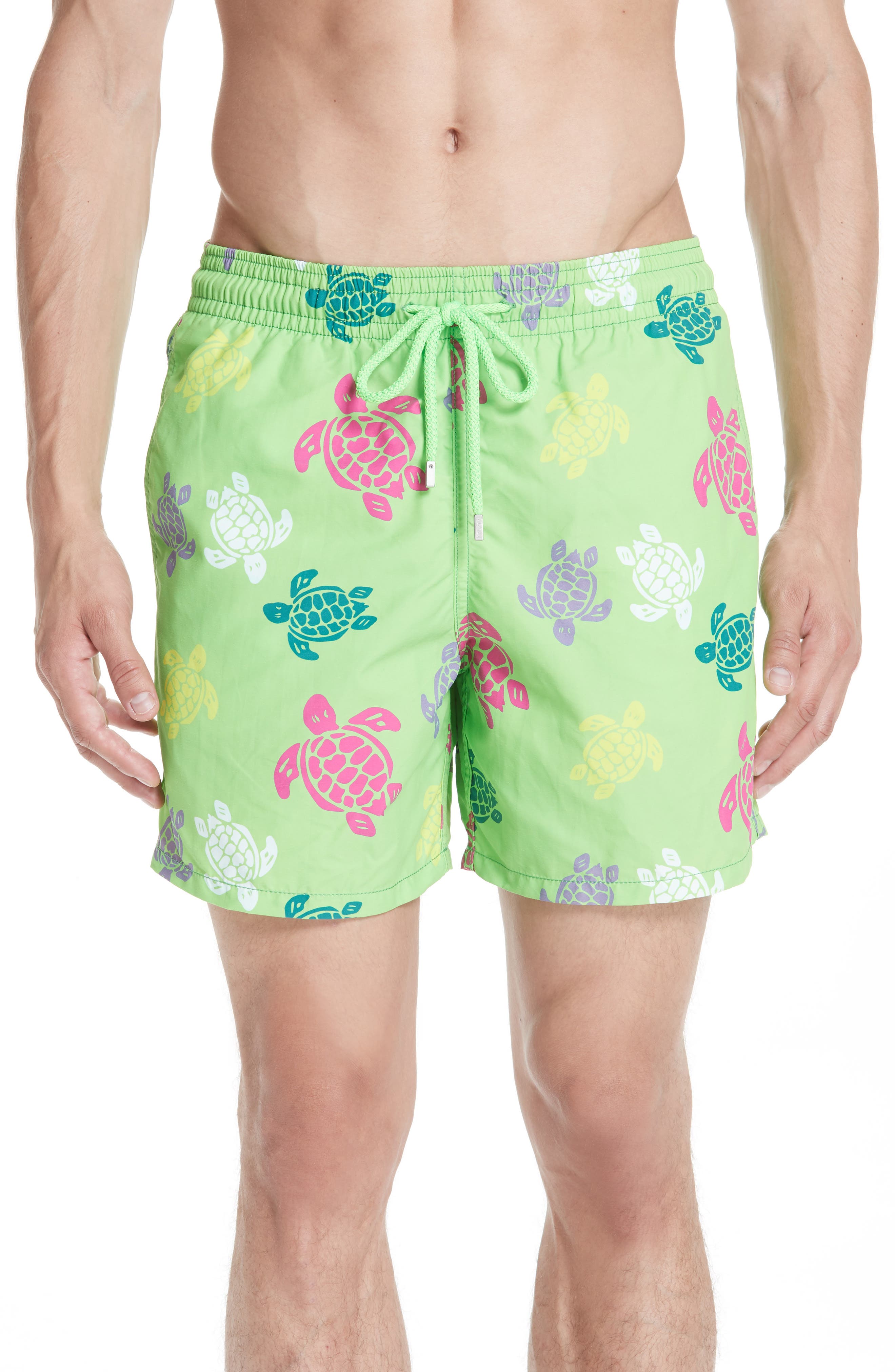 Vilebrequin Turtle Print Swim Trunks, Green