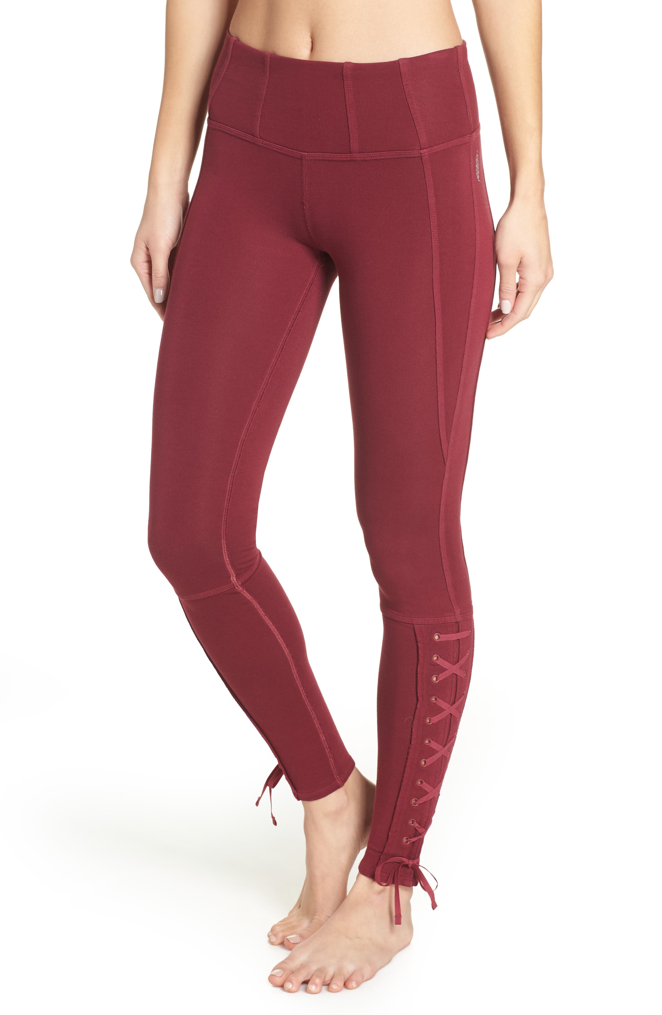 Free People Fp Movement Pixi Lace-Up Leggings, Red